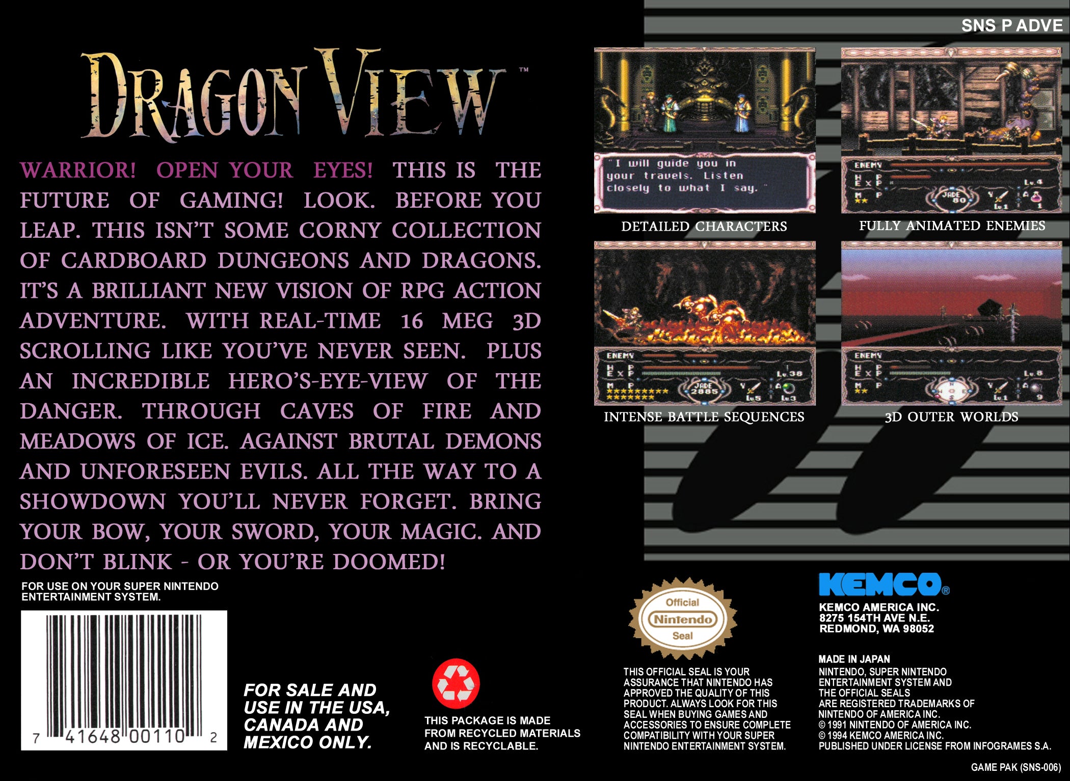 Dragon View SNES - Video Game - Used - CaveGamers - Image 2