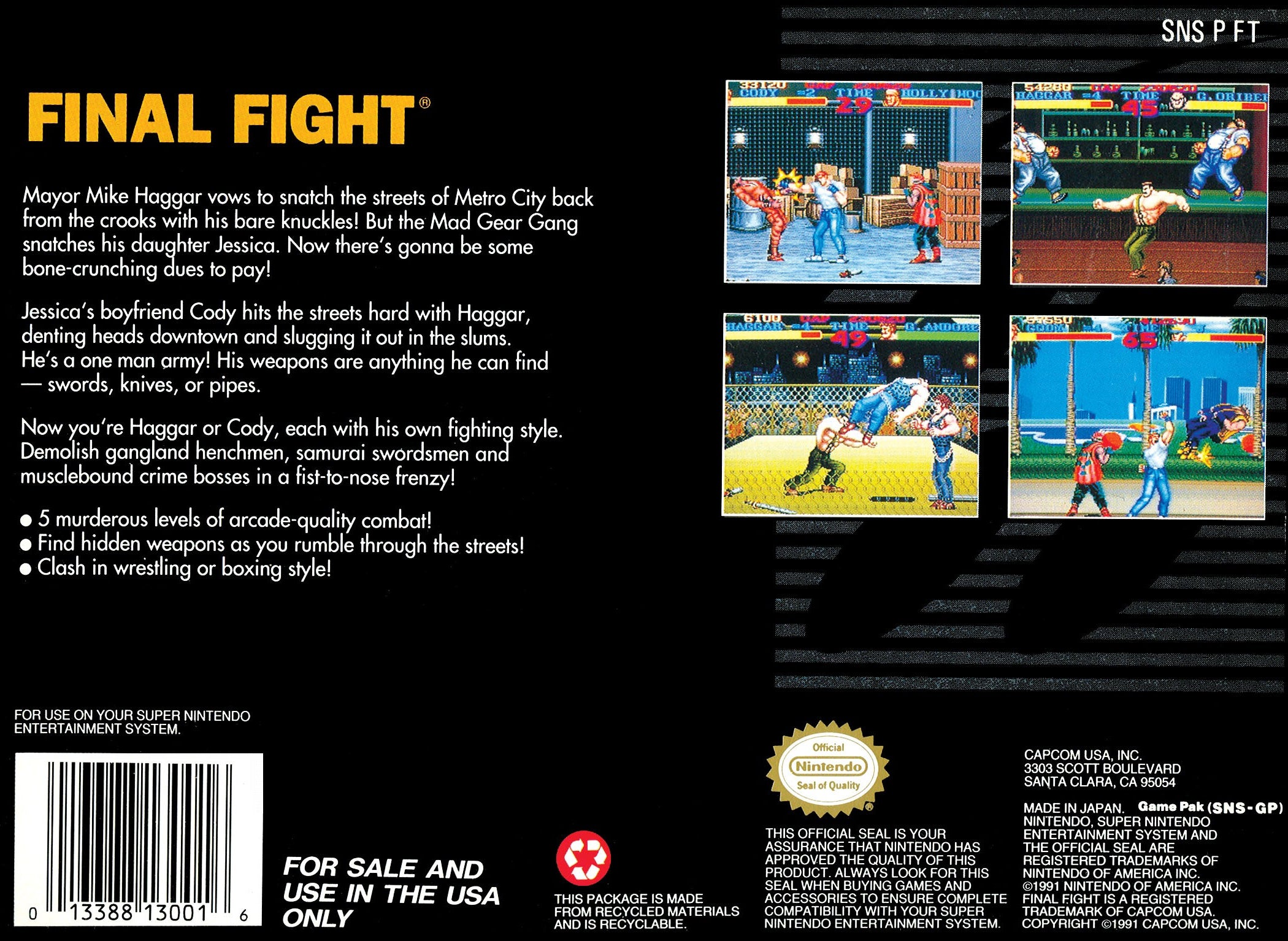 Final Fight SNES - Video Game - Used - CaveGamers - Image 2