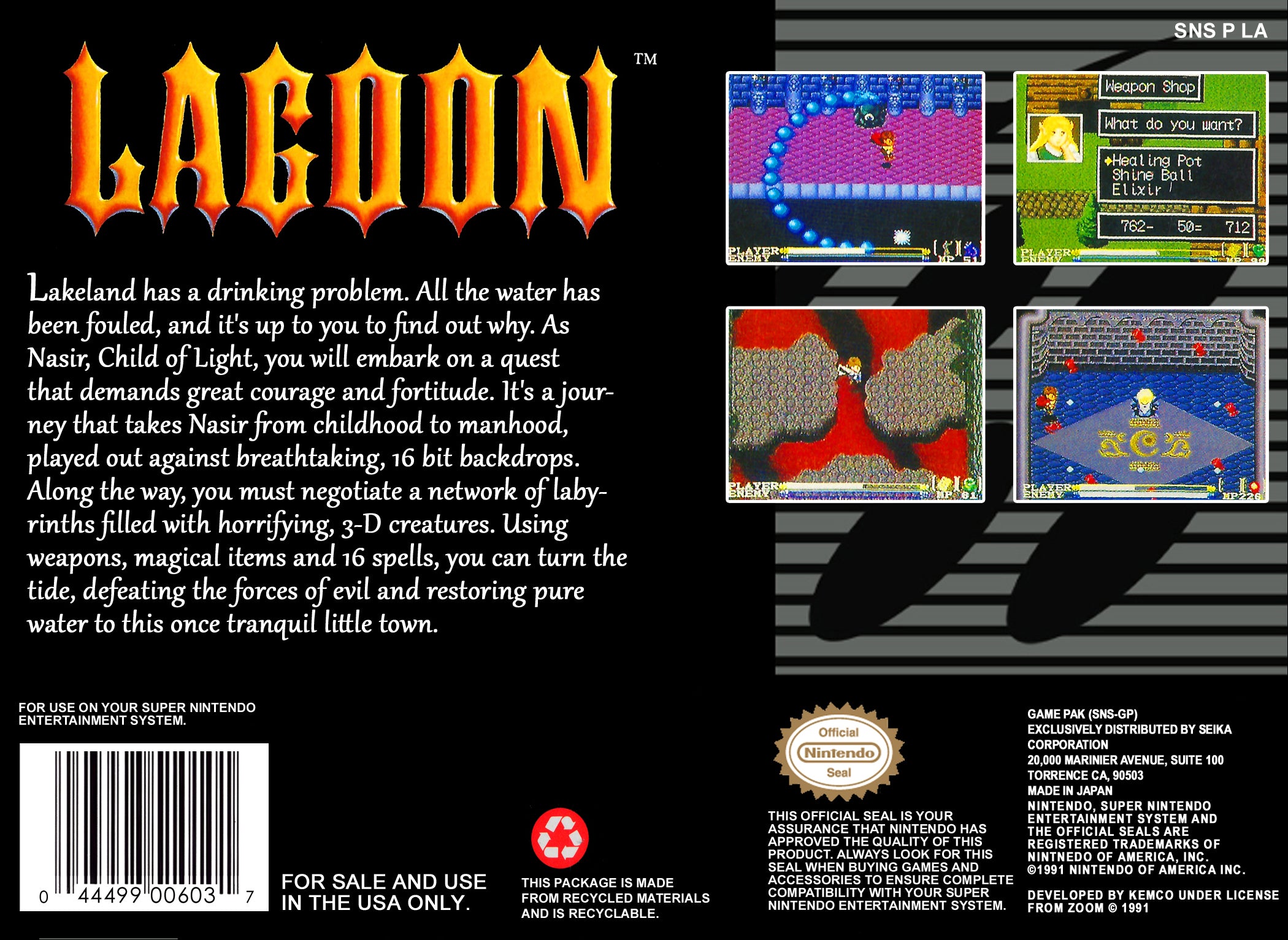 Lagoon SNES - Video Game - Used - CaveGamers - Image 2