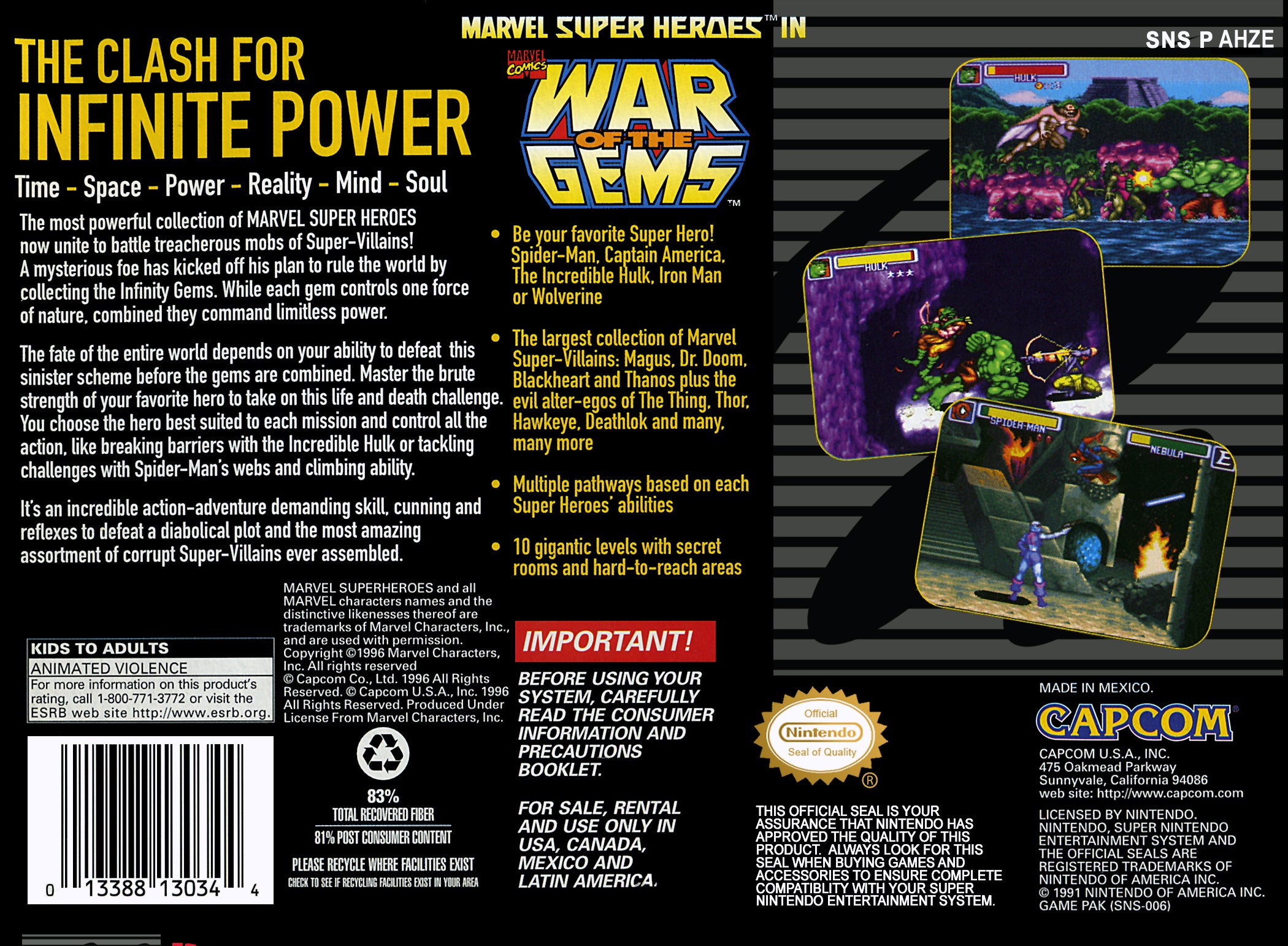 Marvel Super Heroes in War of the Gems