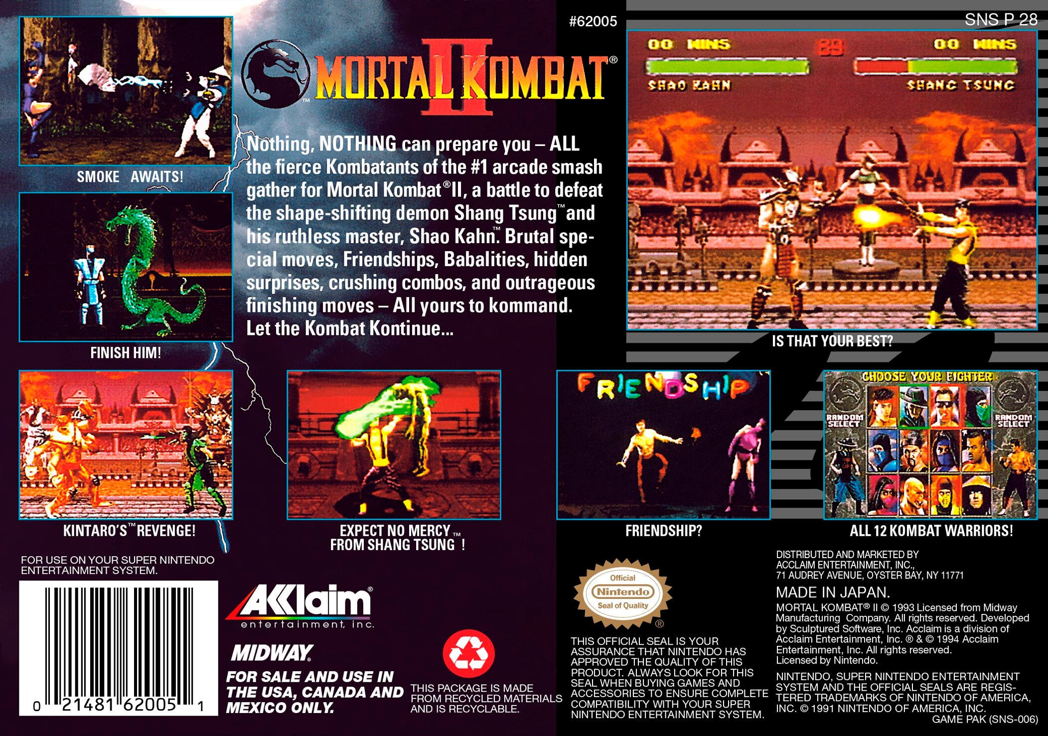 Mortal Kombat II SNES - Video Game - Used - CaveGamers - Image 2
