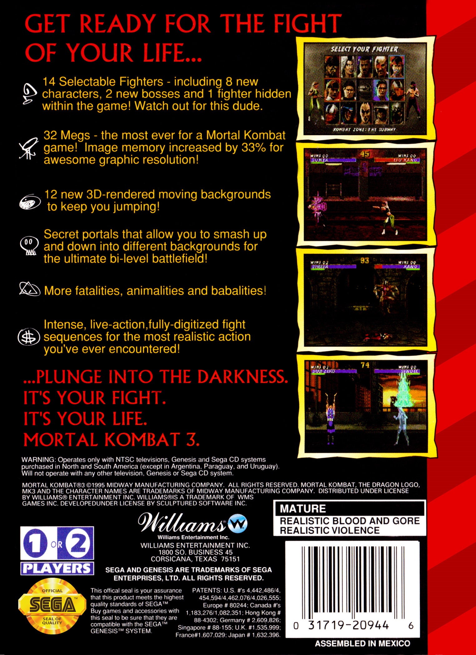 Mortal Kombat 3 Genesis - Video Game - Used - CaveGamers - Image 2