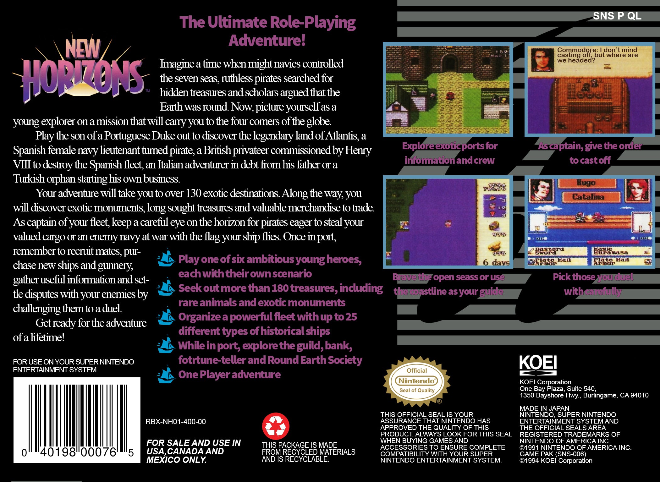 New Horizons SNES - Video Game - Used - CaveGamers - Image 2