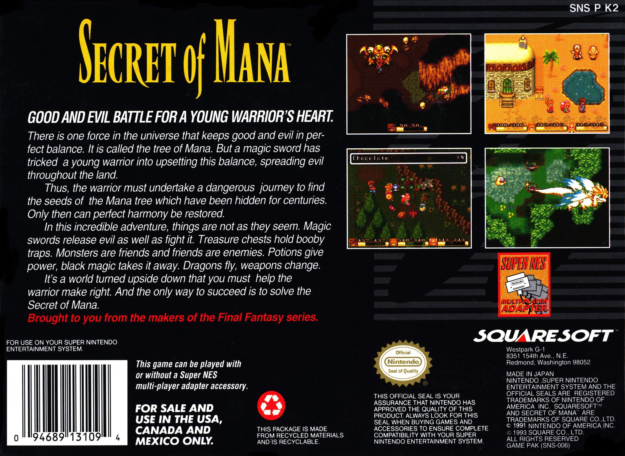 Secret of Mana SNES - Video Game - Used - CaveGamers - Image 2