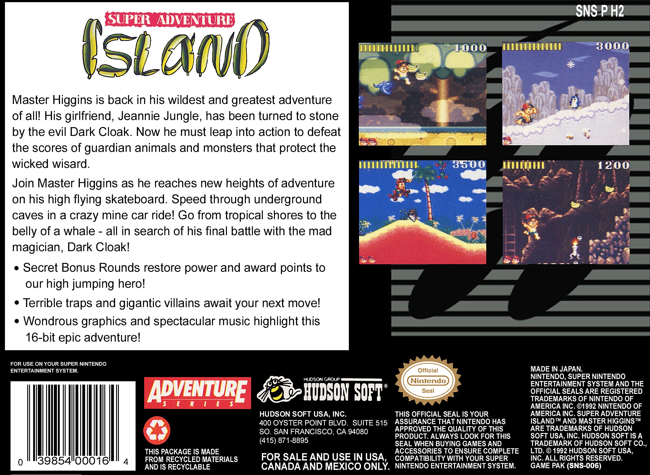 Super Adventure Island SNES - Video Game - Used - CaveGamers - Image 2