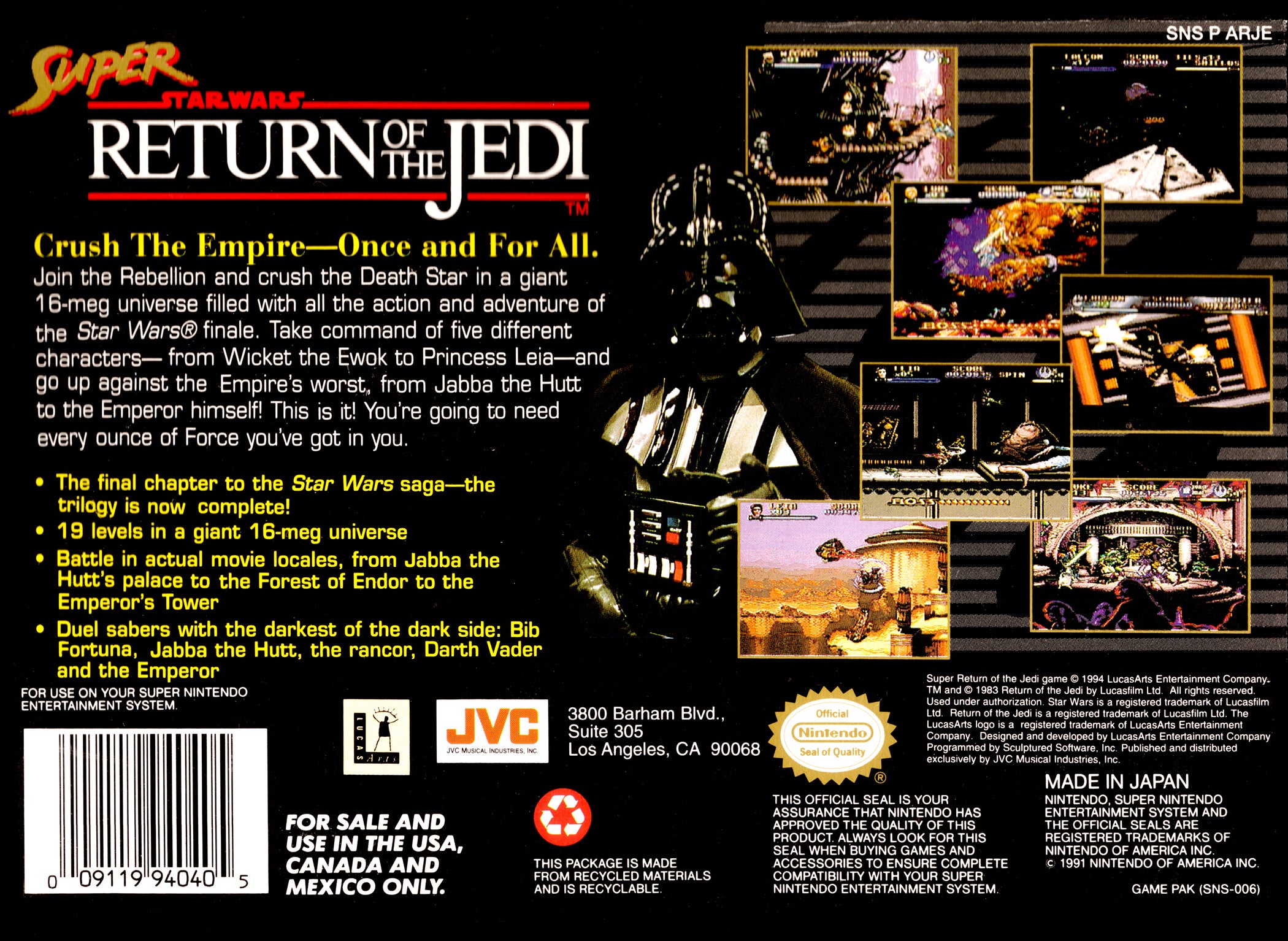 Super Star Wars Return of the Jedi SNES - Video Game - Used - CaveGamers - Image 2
