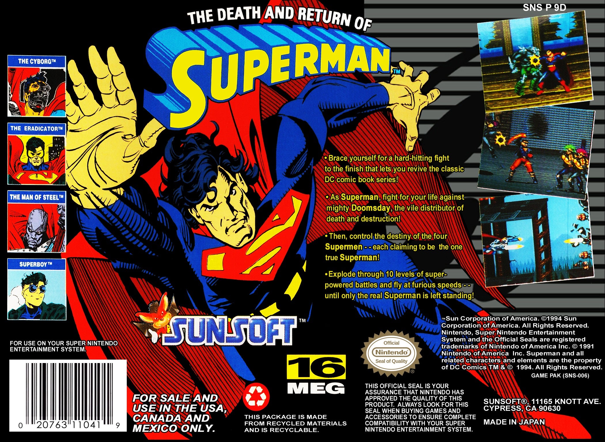 The Death and Return of Superman SNES - Video Game - Used - CaveGamers - Image 2