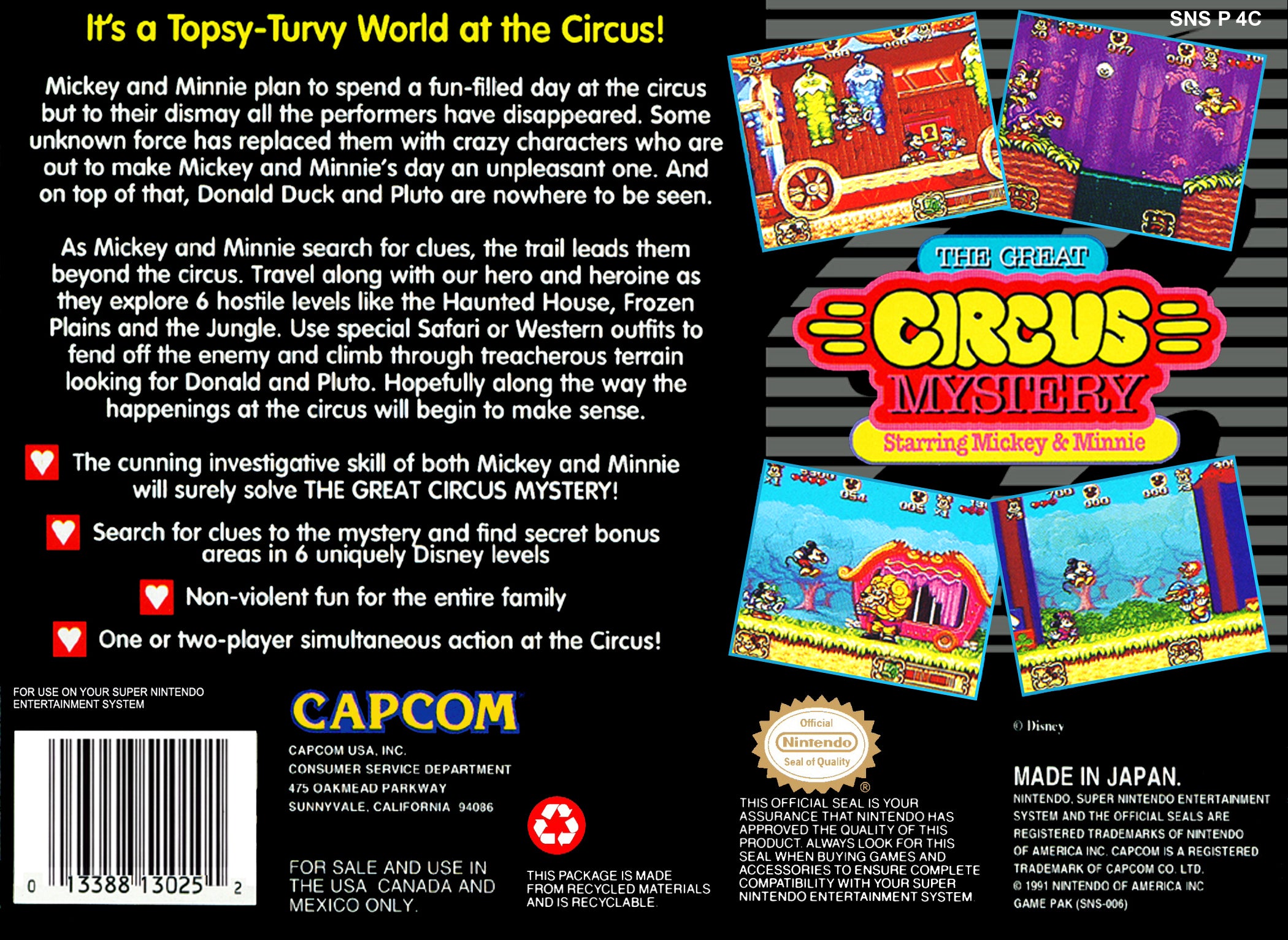 The Great Circus Mystery Starring Mickey and Minnie SNES - Video Game - Used - CaveGamers - Image 2