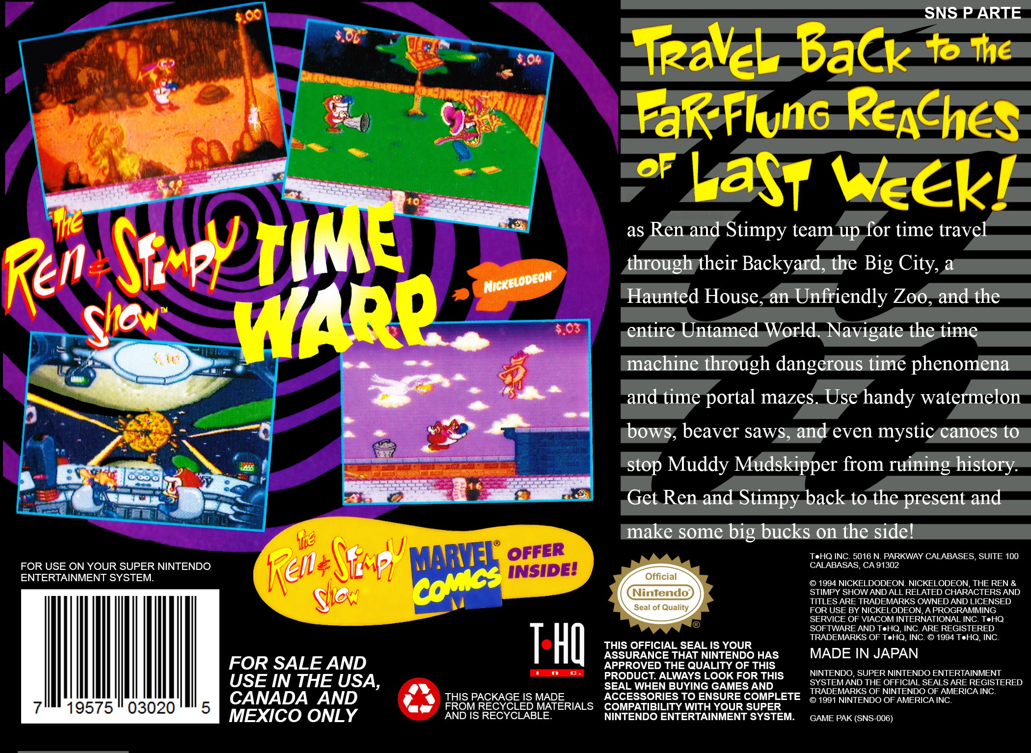 The Ren and Stimpy Show Time Warp SNES - Video Game - Used - CaveGamers - Image 2