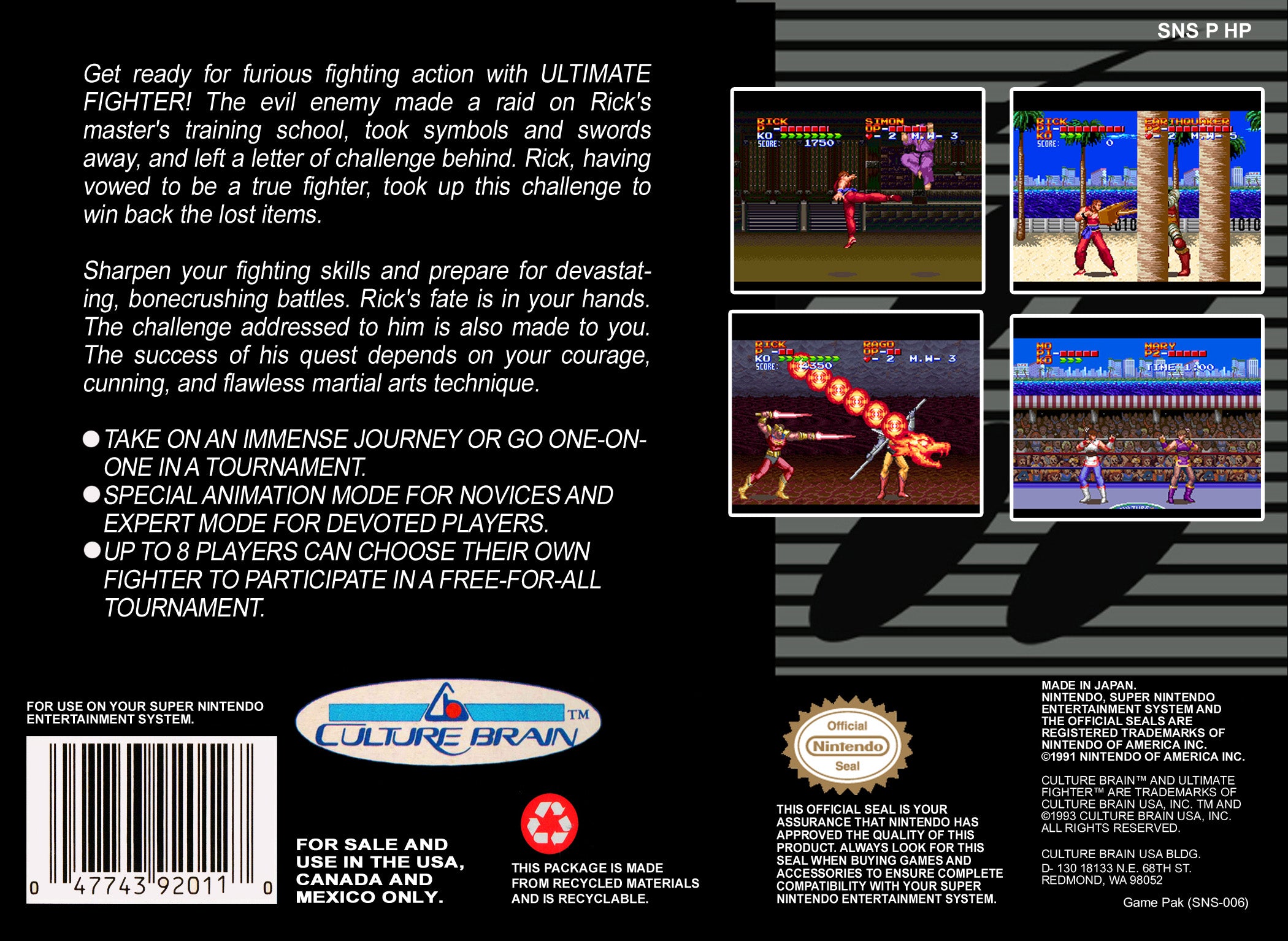 Ultimate Fighter SNES - Video Game - Used - CaveGamers - Image 2