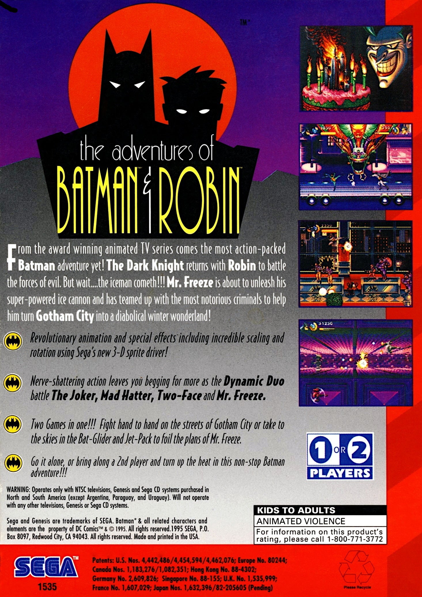 Adventures of Batman and Robin Genesis - Video Game - Used - CaveGamers - Image 2
