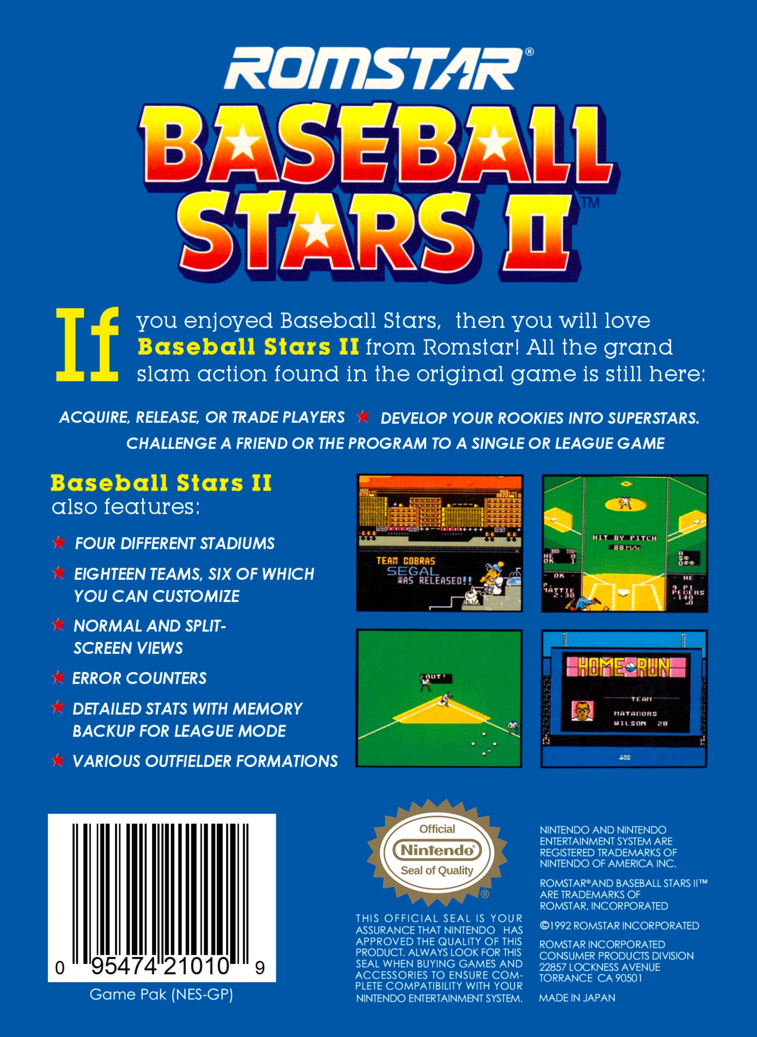 Baseball Stars 2 NES - Video Game - Used - CaveGamers - Image 2