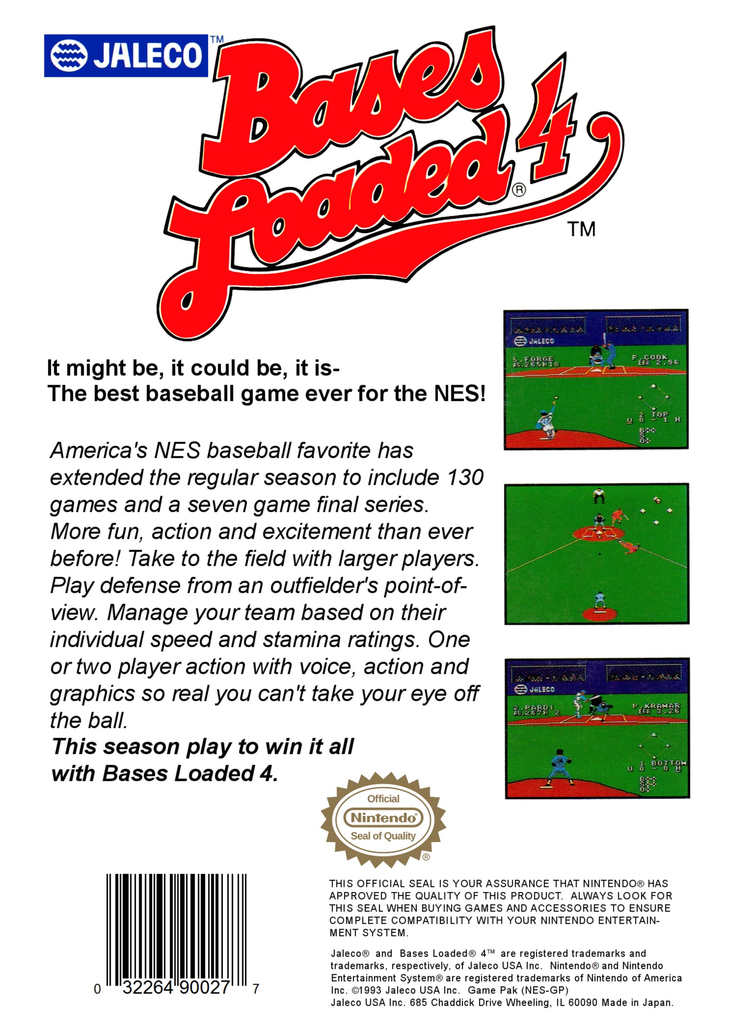 Bases Loaded 4 NES - Video Game - Used - CaveGamers - Image 2