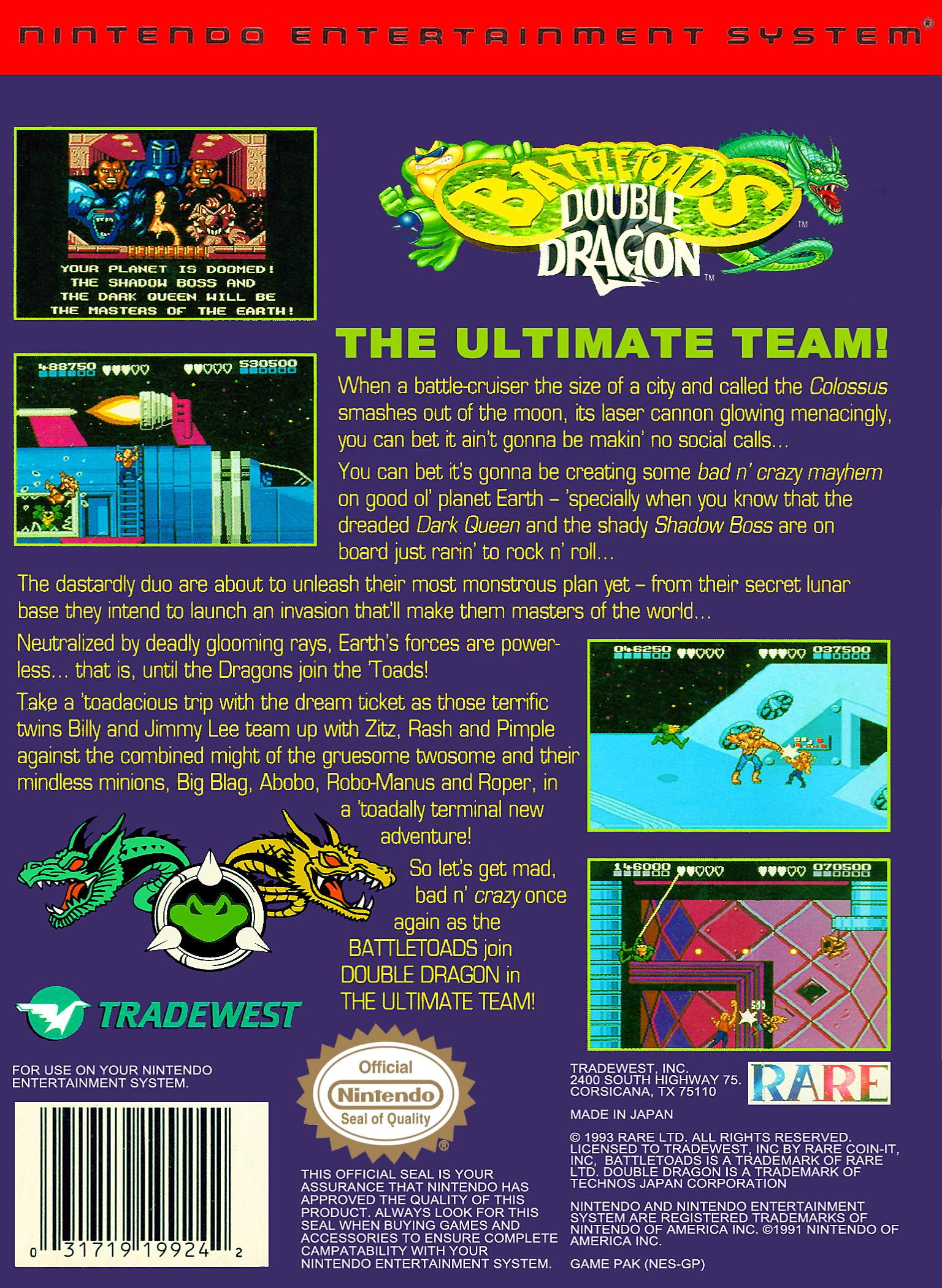 Battletoads and Double Dragon: The Ultimate Team NES - Video Game - Used - CaveGamers - Image 2