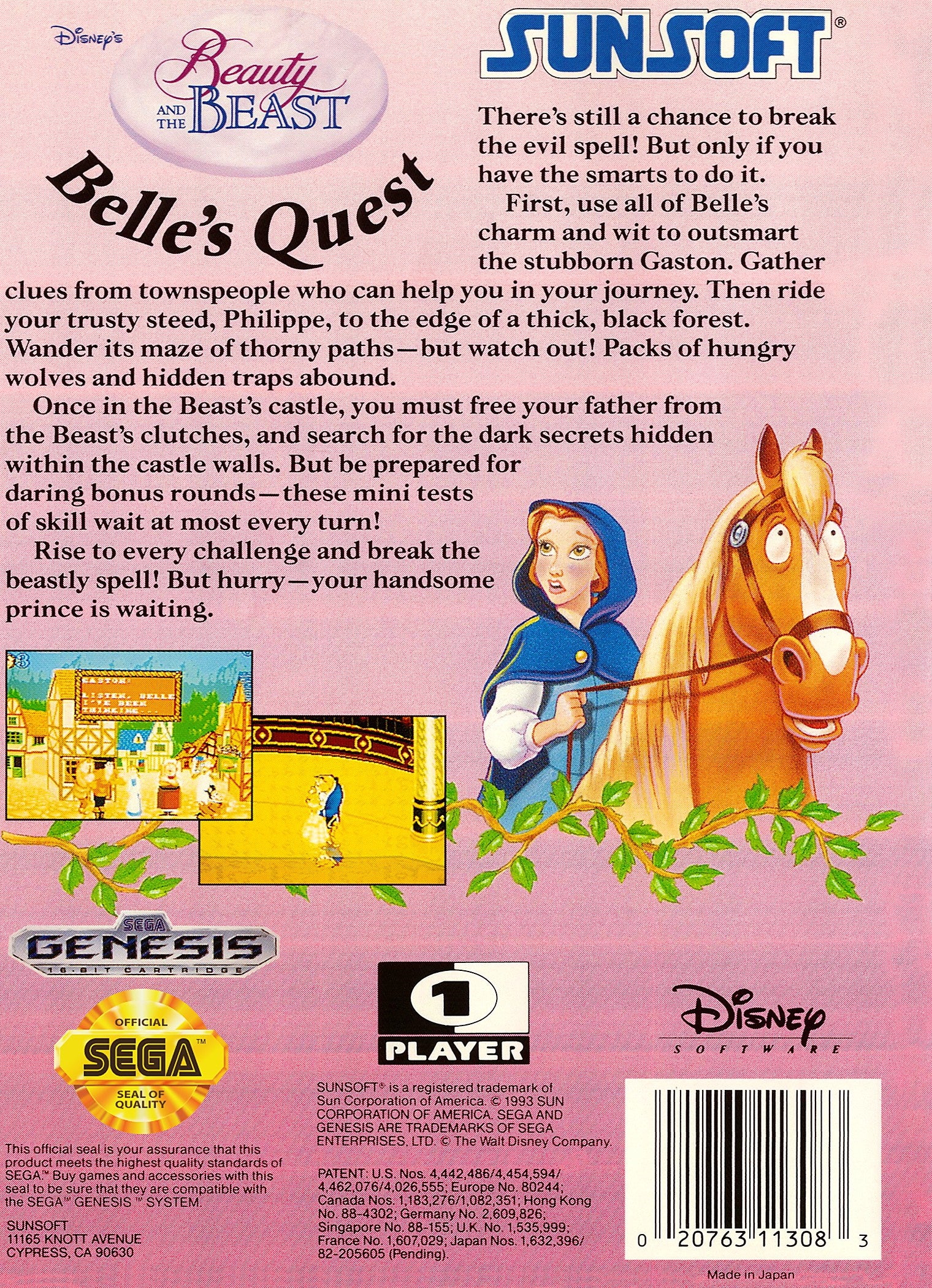 Beauty and the Beast: Belle's Quest Genesis - Video Game - Used - CaveGamers - Image 2