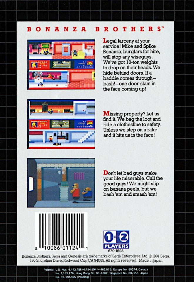 Bonanza Brothers Genesis - Video Game - Used - CaveGamers - Image 2