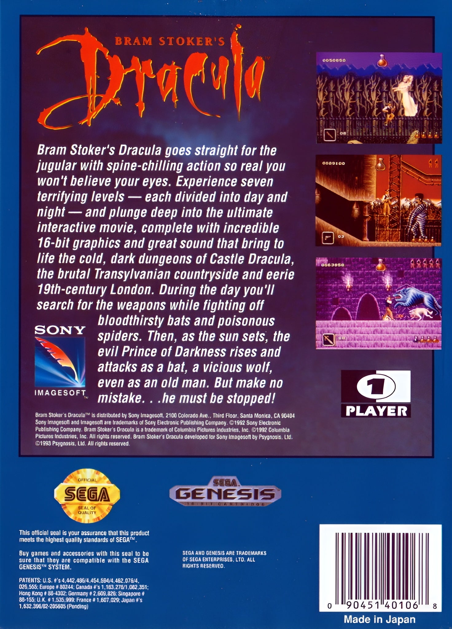 Bram Stoker's Dracula Genesis - Video Game - Used - CaveGamers - Image 2