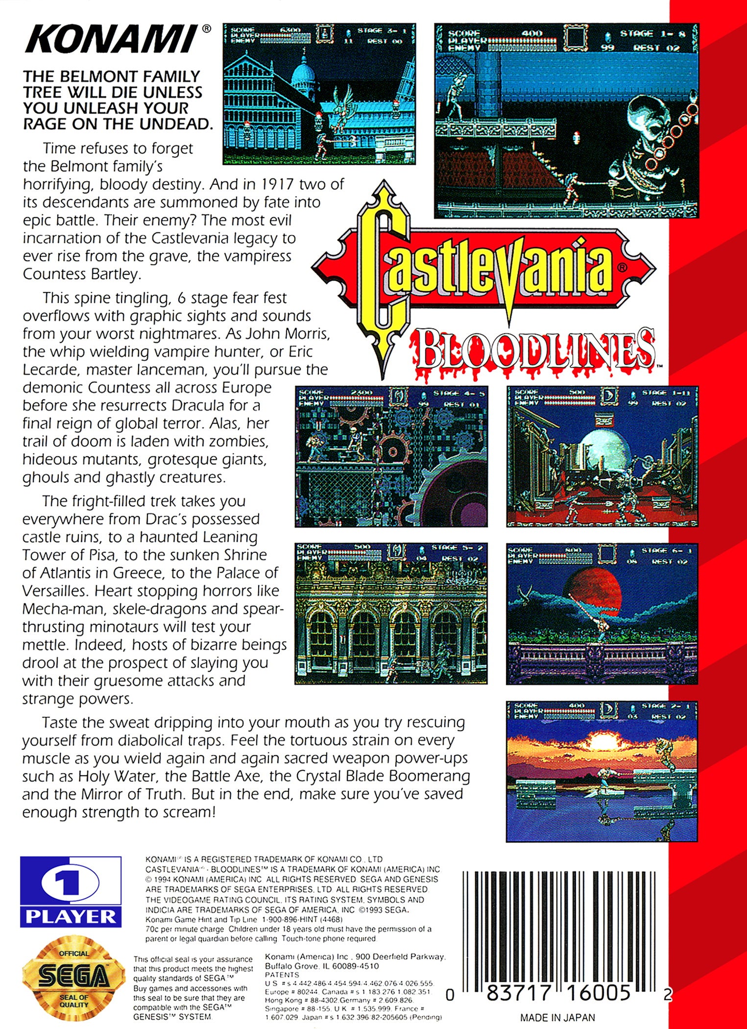 Castlevania: Bloodlines Genesis - Video Game - Used - CaveGamers - Image 2