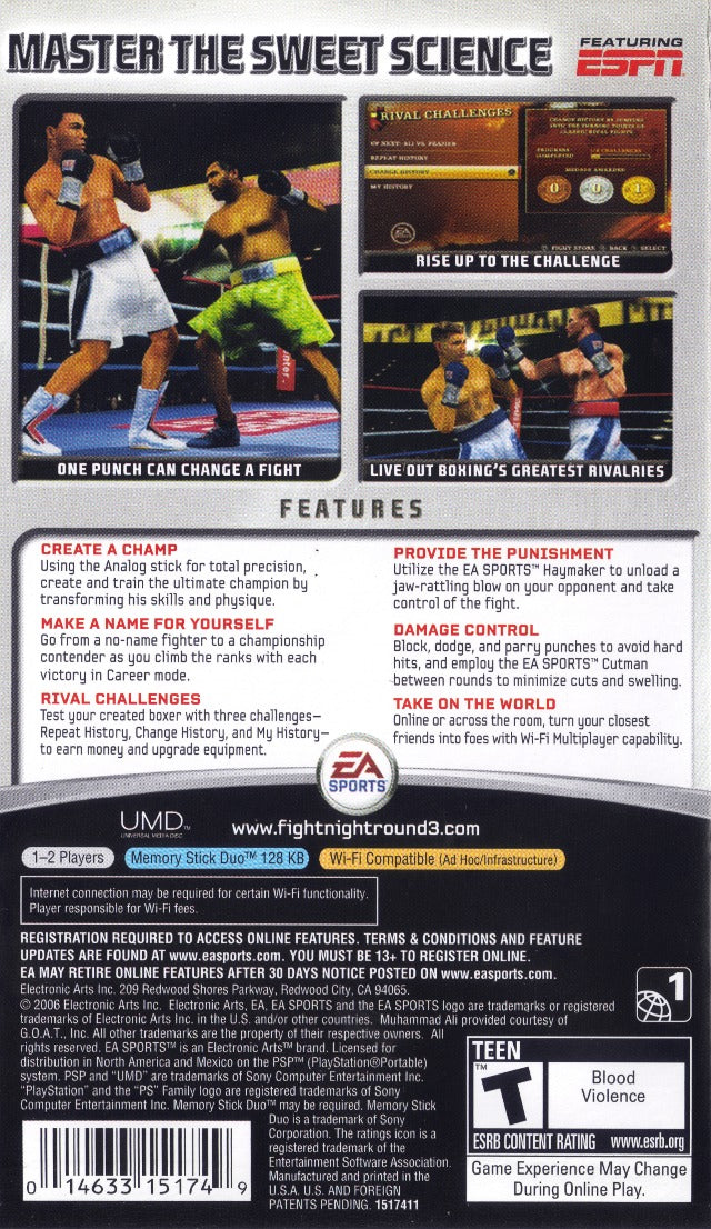 Fight Night Round 3 PSP - Video Game - Used - CaveGamers - Image 2