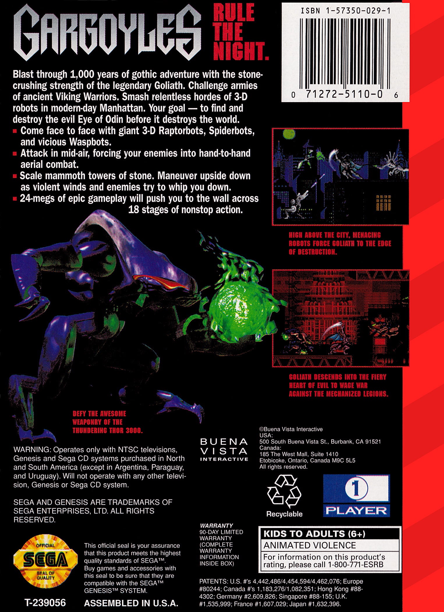 Gargoyles Genesis - Video Game - Used - CaveGamers - Image 2