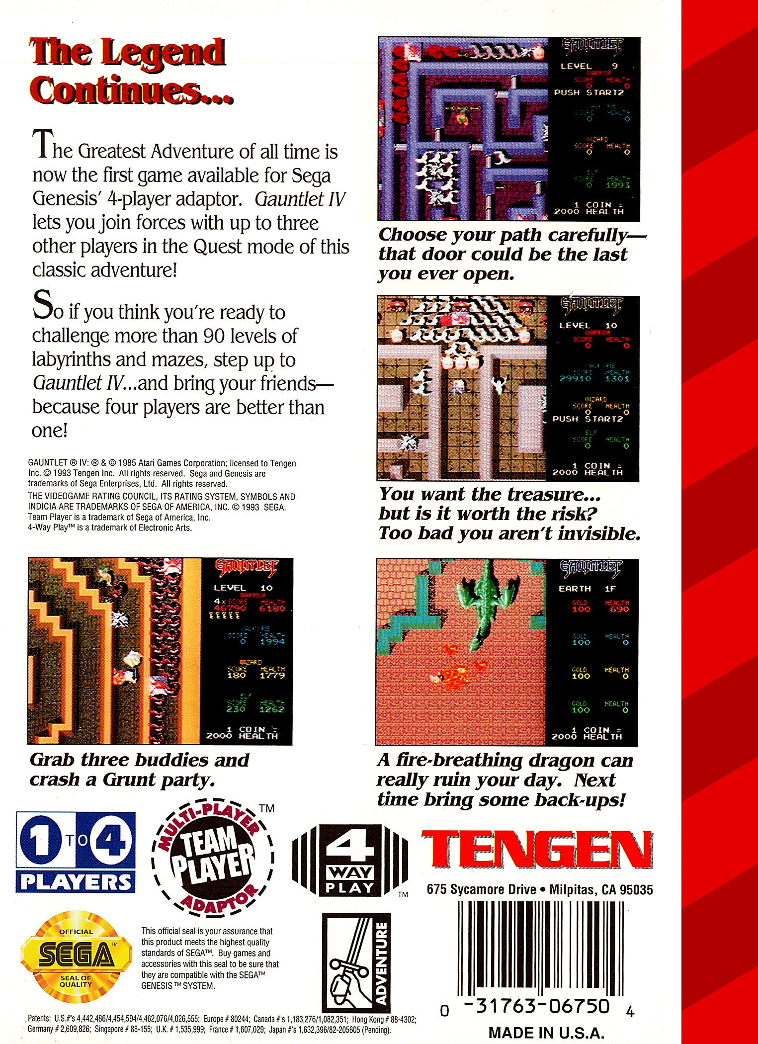Gauntlet IV Genesis - Video Game - Used - CaveGamers - Image 2