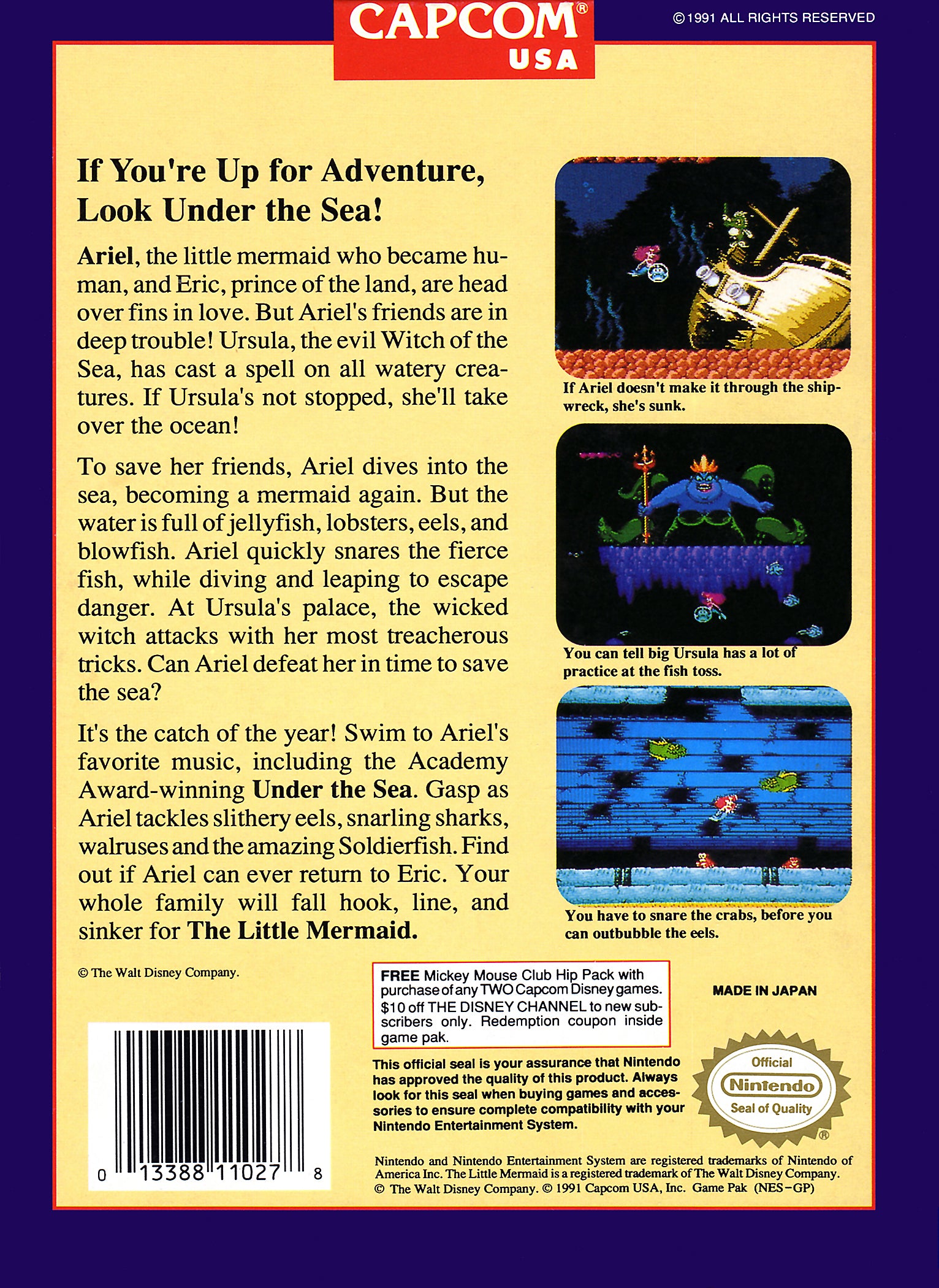 Little Mermaid NES - Video Game - Used - CaveGamers - Image 2