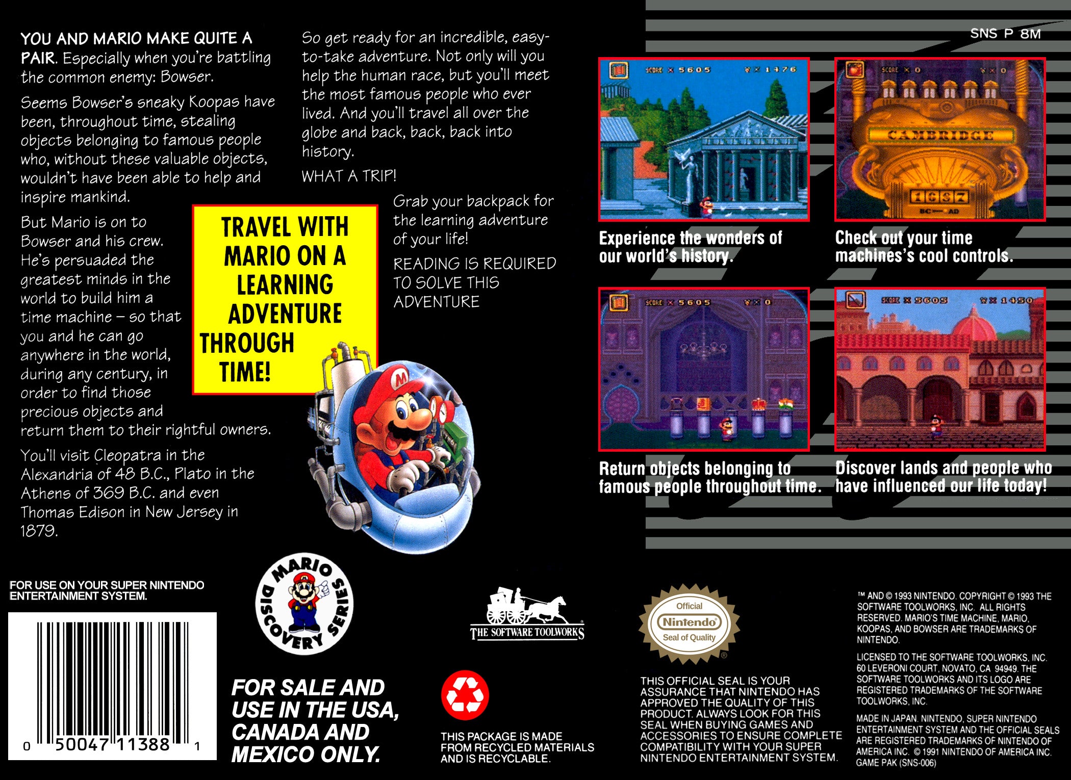 Mario's Time Machine SNES - Video Game - Used - CaveGamers - Image 2