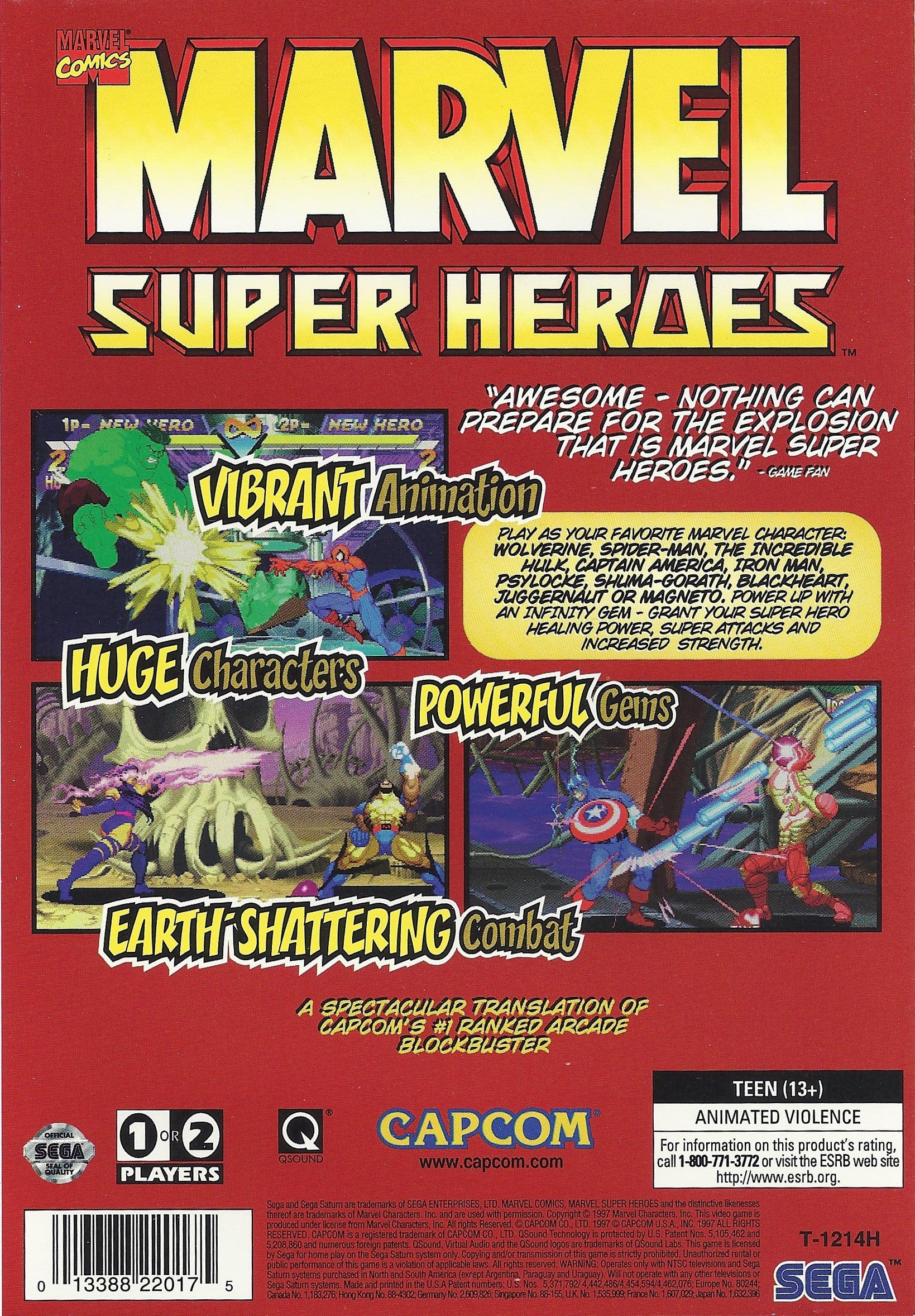 Marvel Super Heroes Saturn - Video Game - Used - CaveGamers - Image 2