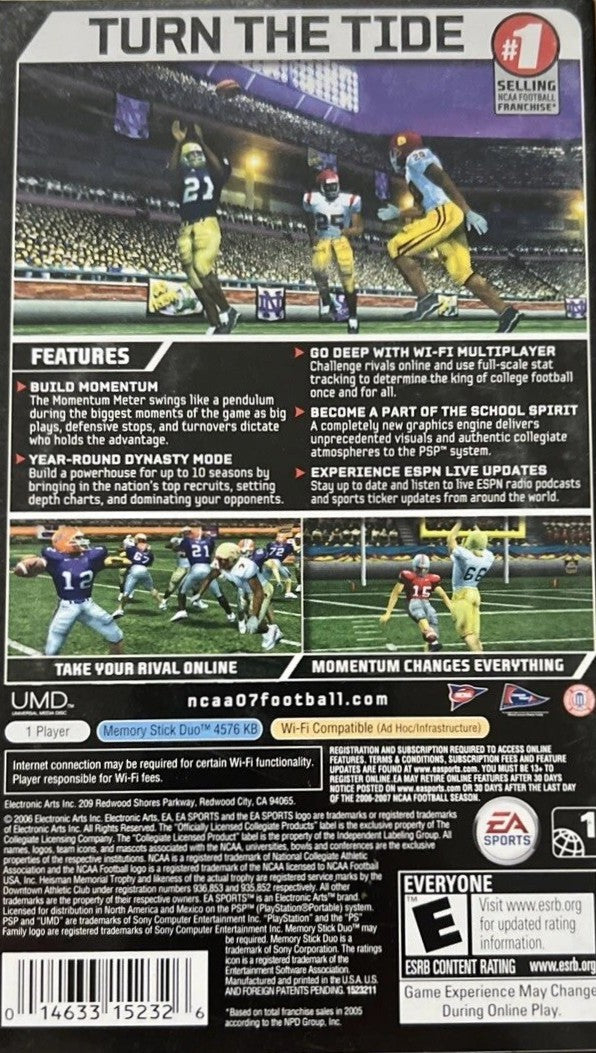NCAA Football 2007 PSP - Video Game - Used - CaveGamers - Image 2