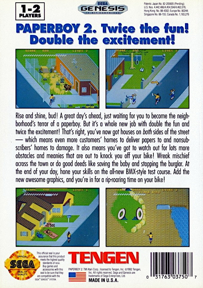 Paperboy 2 Genesis - Video Game - Used - CaveGamers - Image 2