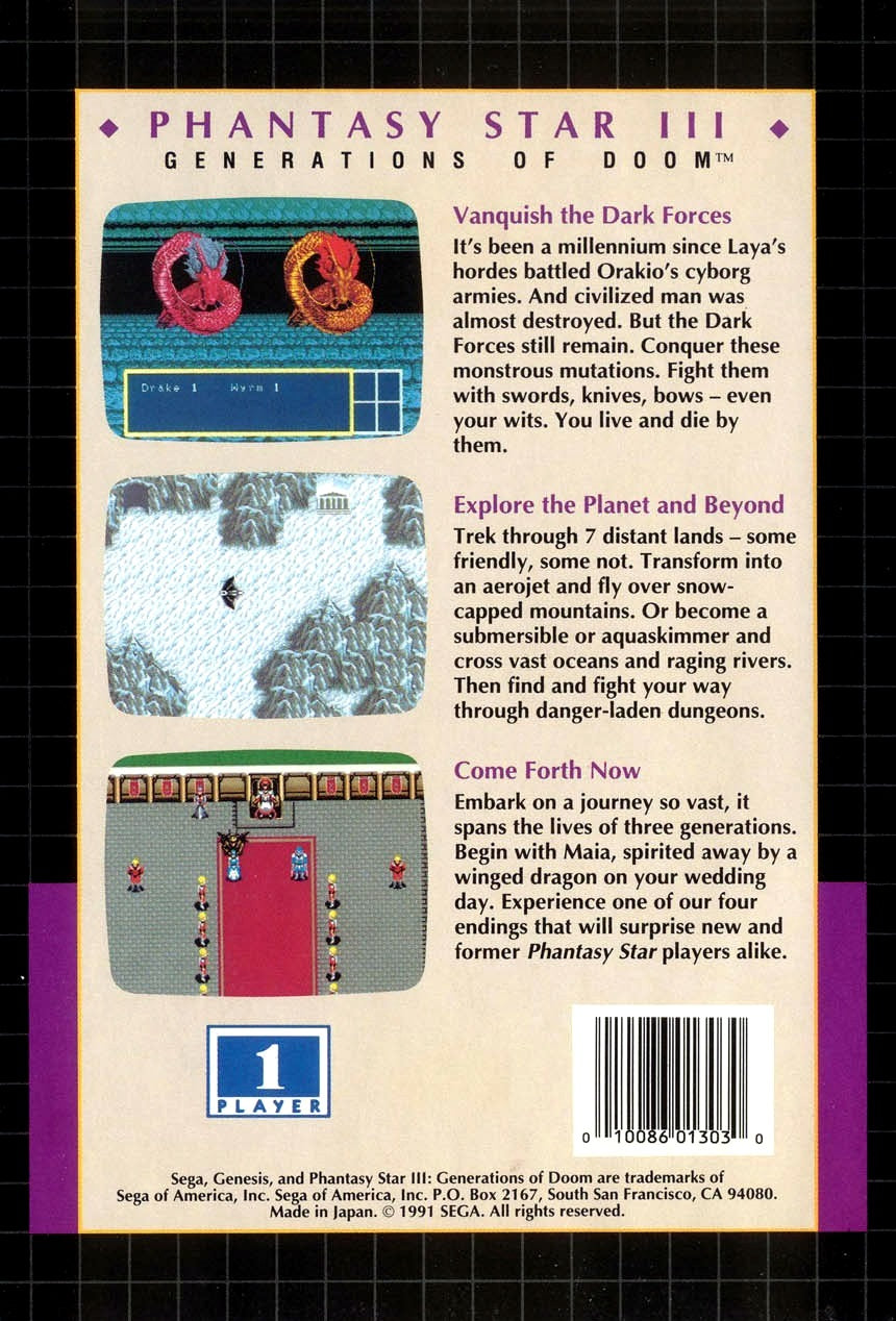 Phantasy Star III Generations of Doom Genesis - Video Game - Used - CaveGamers - Image 2