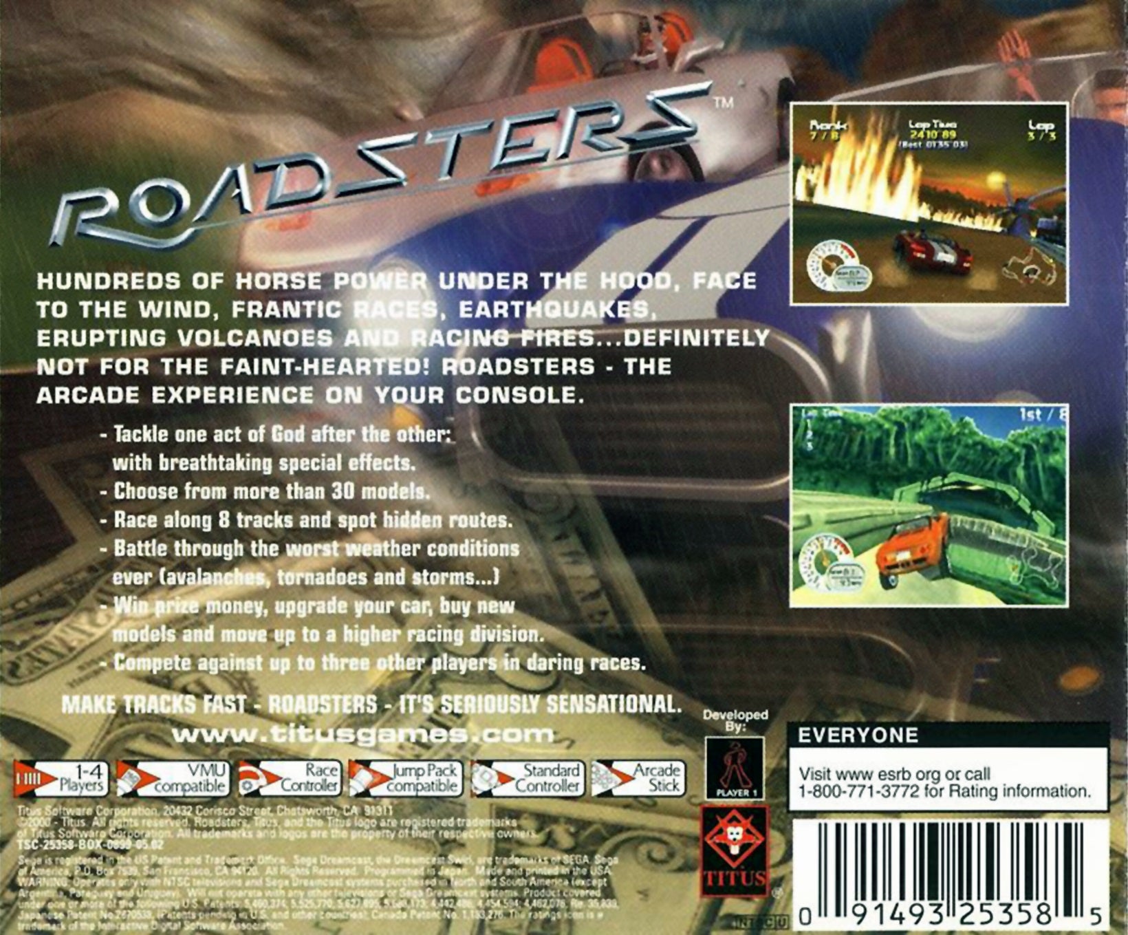 Roadsters DreamCast - Video Game - Used - CaveGamers - Image 2