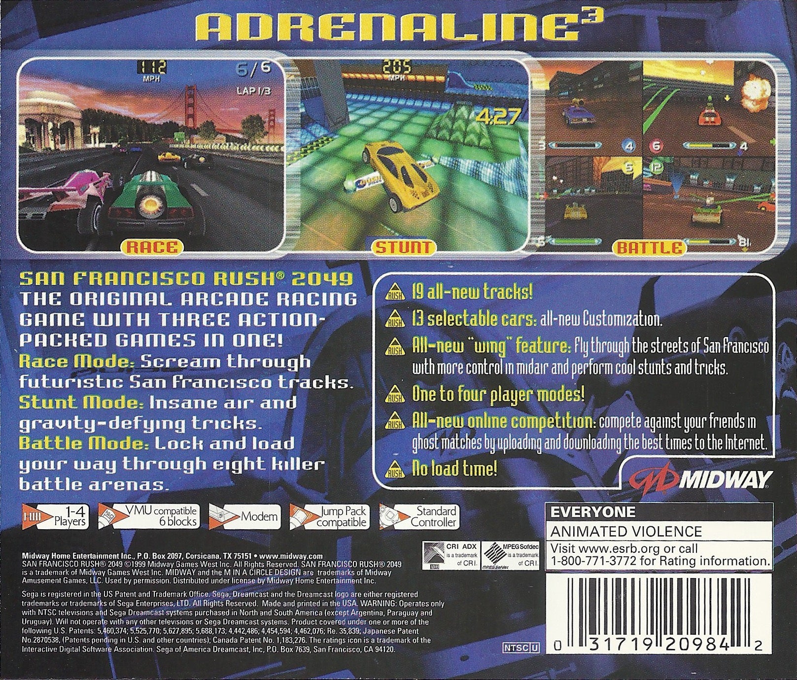 San Francisco Rush 2049 DreamCast - Video Game - Used - CaveGamers - Image 2