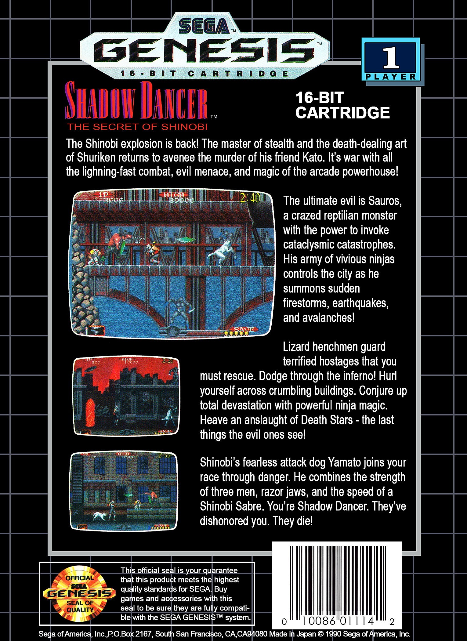 Shadow Dancer The Secret of Shinobi Genesis - Video Game - Used - CaveGamers - Image 2