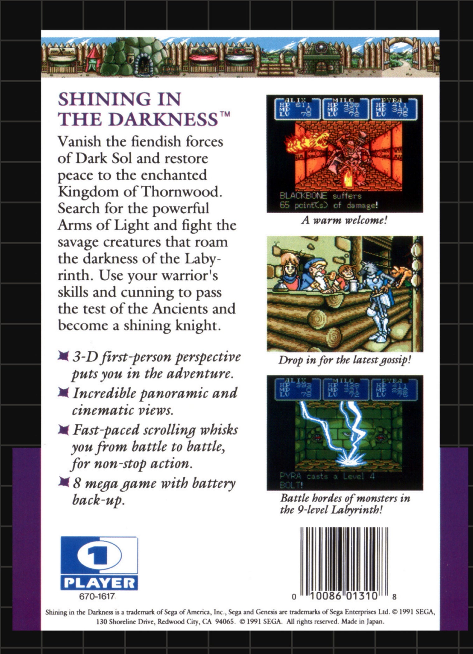 Shining in the Darkness Genesis - Video Game - Used - CaveGamers - Image 2