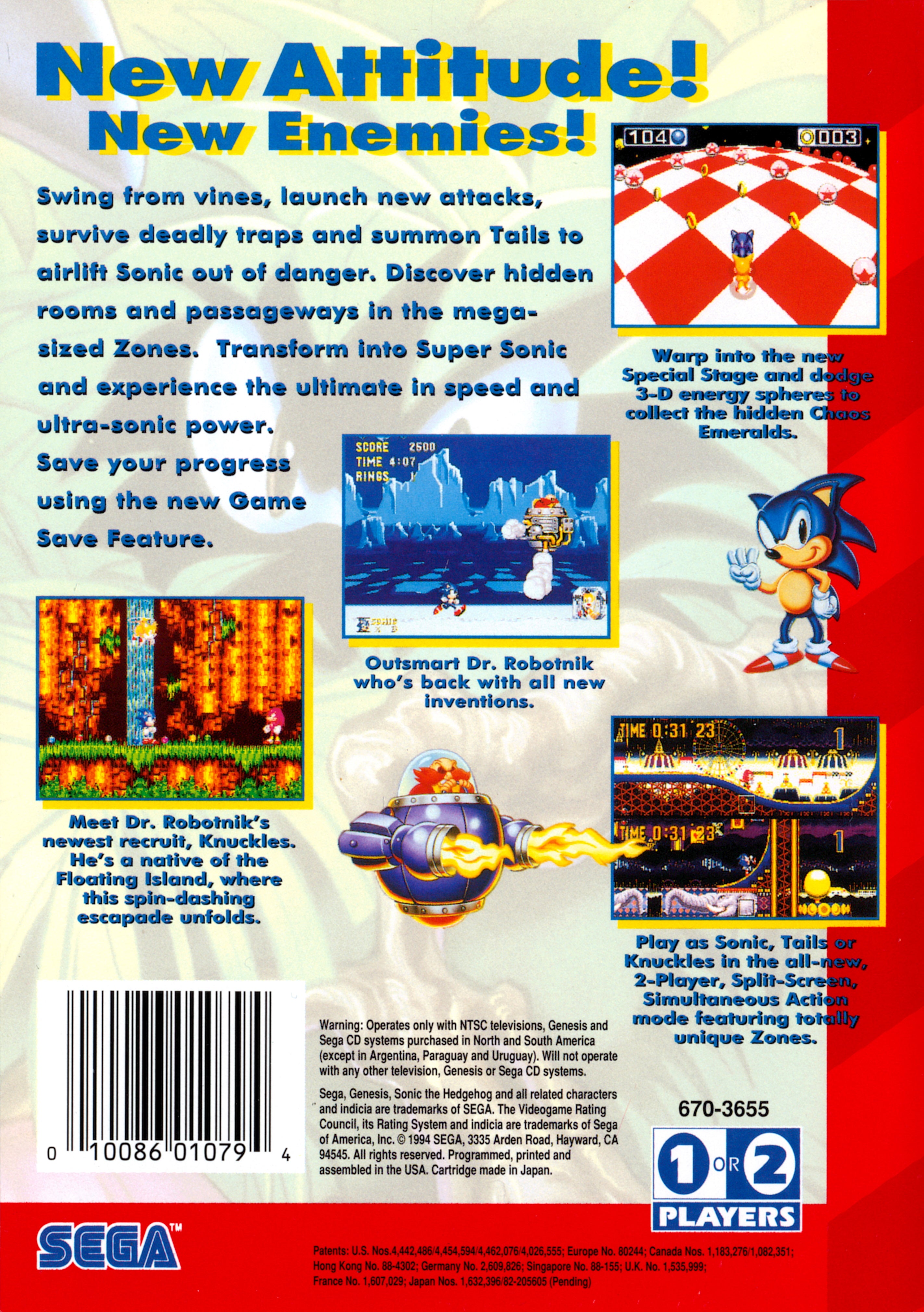 Sonic the Hedgehog 3 Genesis - Video Game - Used - CaveGamers - Image 2