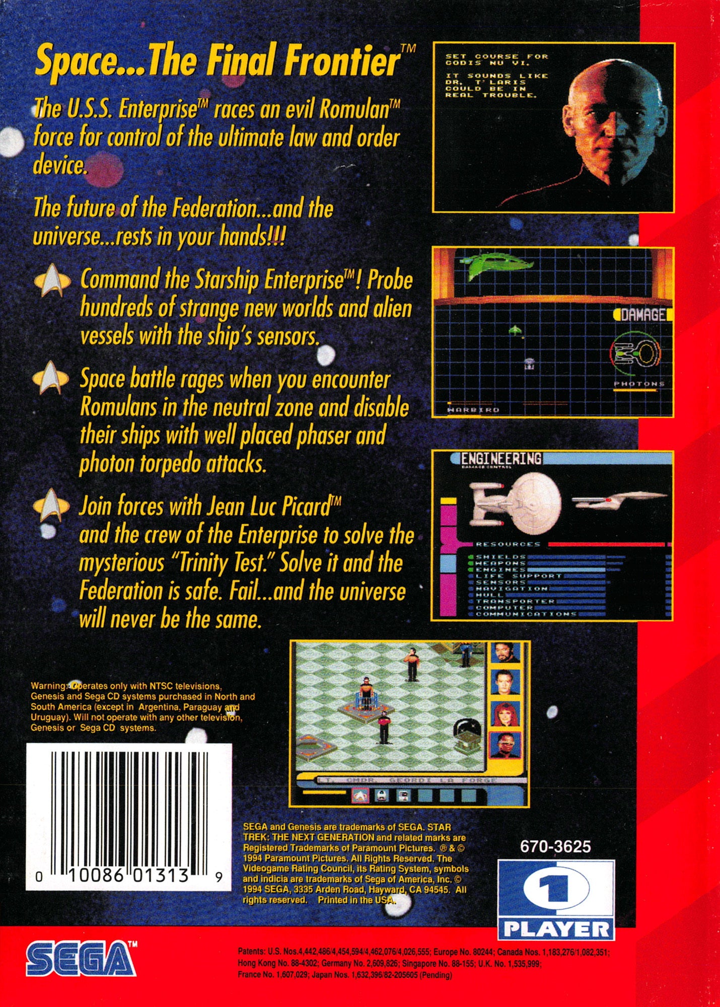 Star Trek Next Generation Echoes From the Past Genesis - Video Game - Used - CaveGamers - Image 2