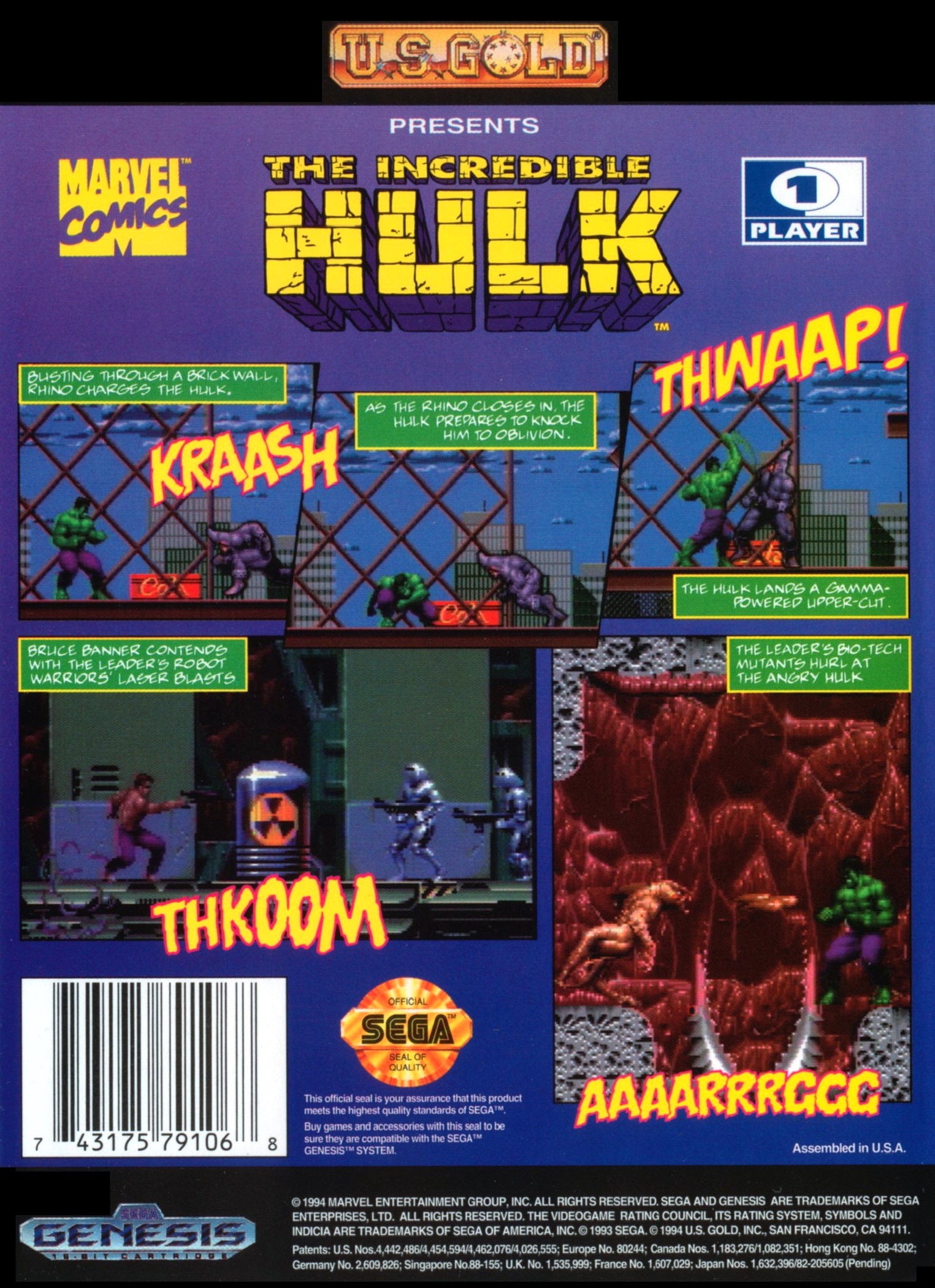 The Incredible Hulk Genesis - Video Game - Used - CaveGamers - Image 2