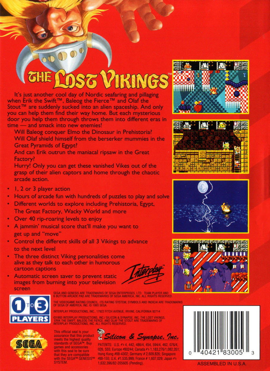 The Lost Vikings Genesis - Video Game - Used - CaveGamers - Image 2