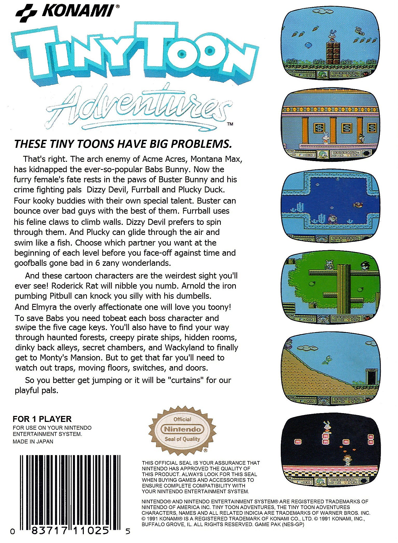 Tiny Toon Adventures NES - Video Game - Used - CaveGamers - Image 2