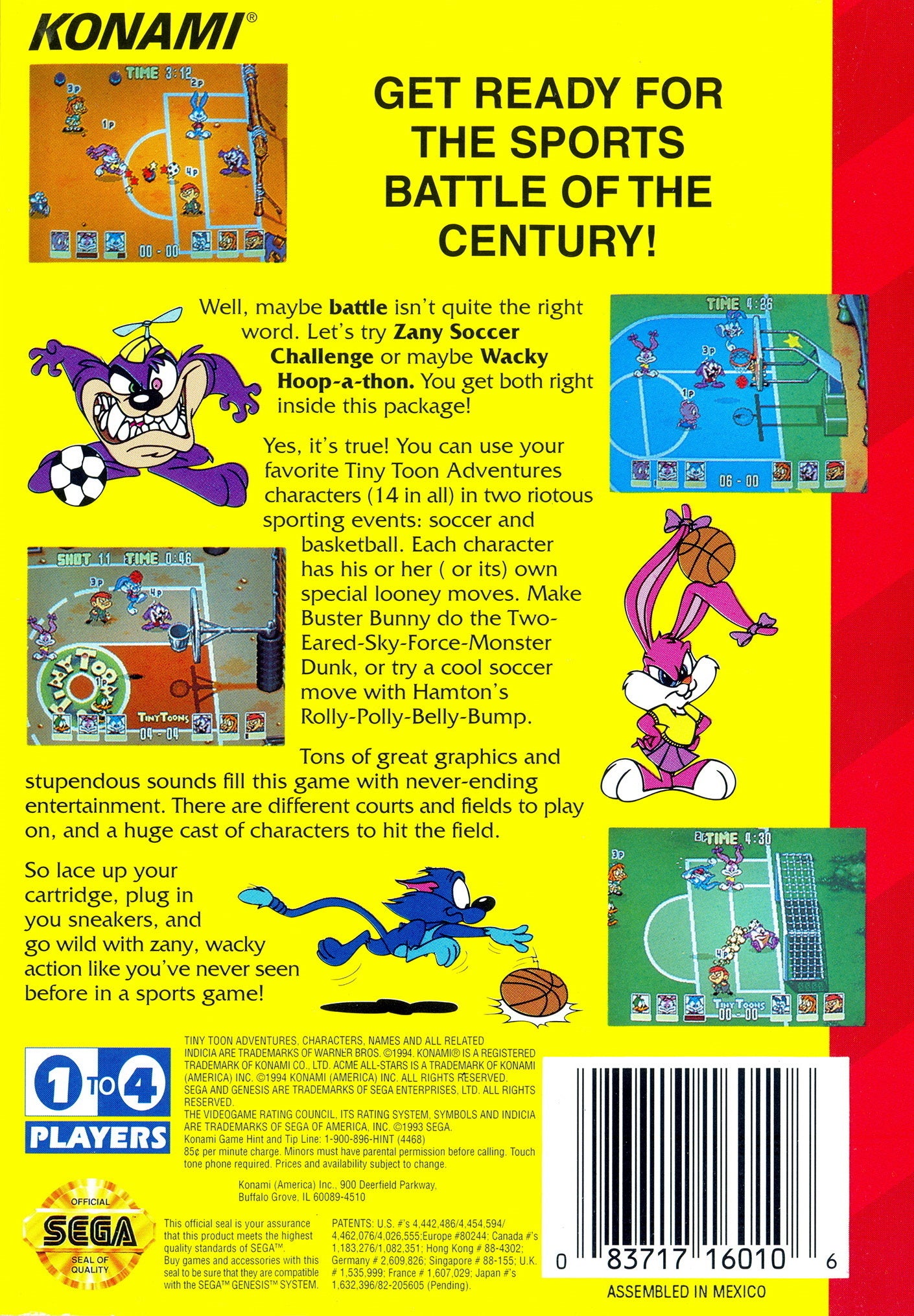 Tiny Toon Adventures ACME All-Stars Genesis - Video Game - Used - CaveGamers - Image 2