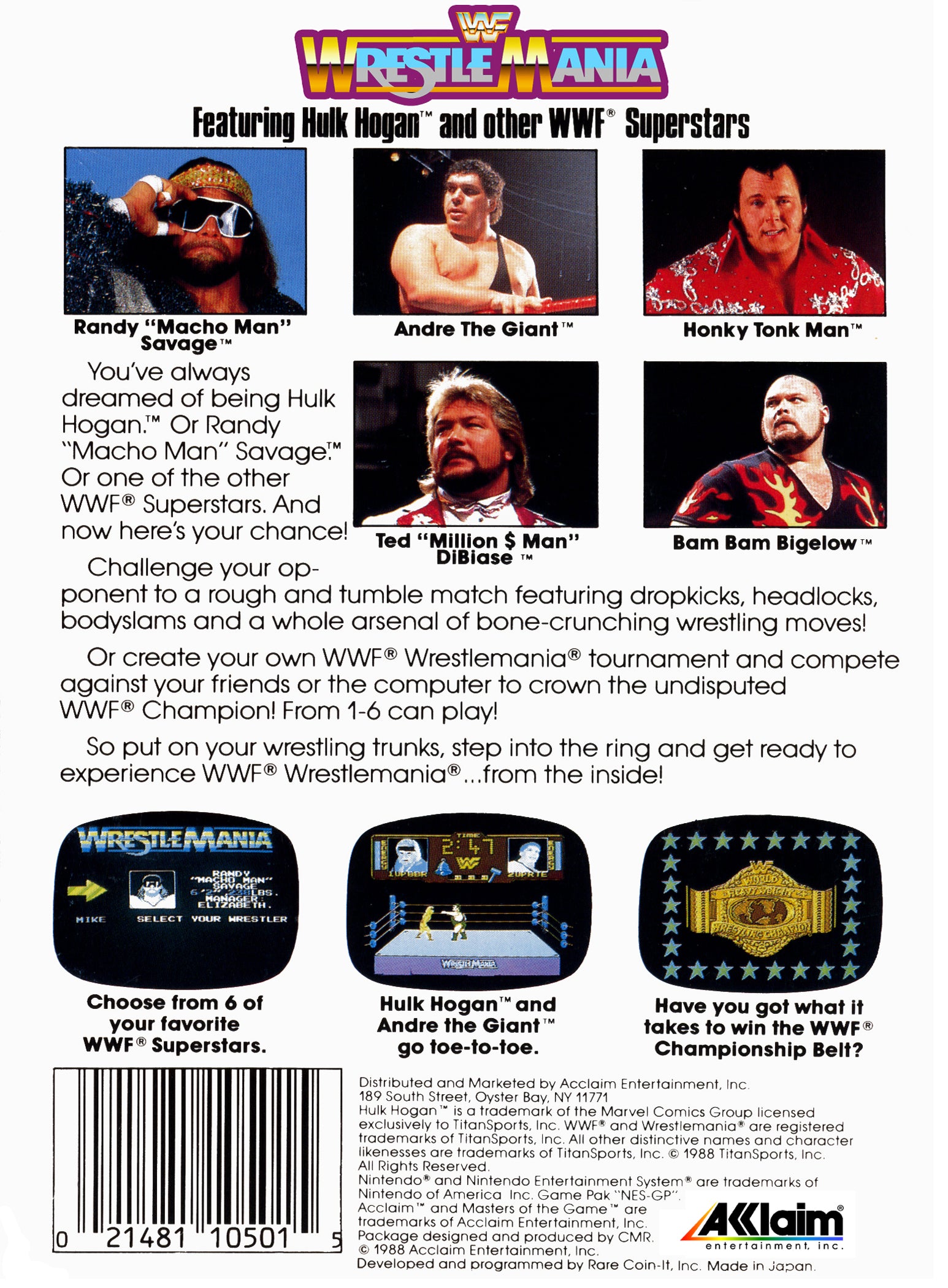 WWF Wrestlemania NES - Video Game - Used - CaveGamers - Image 2