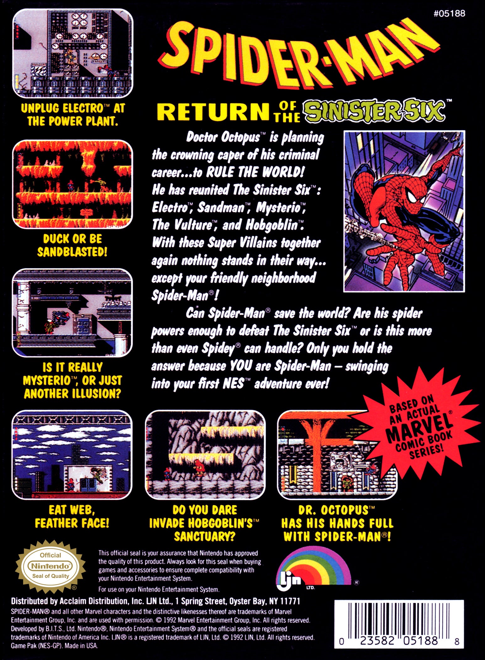 Spiderman Return of the Sinister Six NES - Video Game - Used - CaveGamers - Image 2