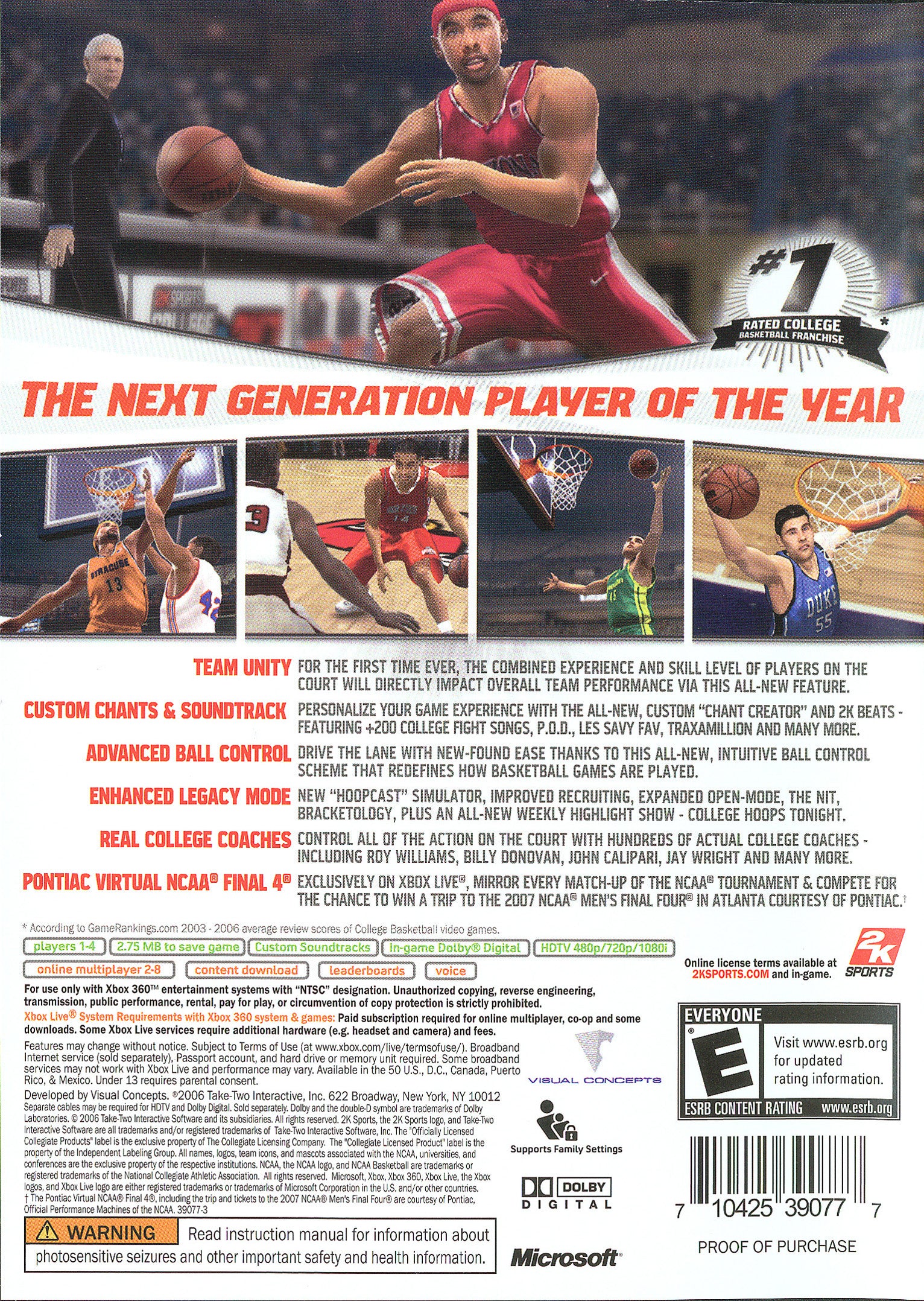 College Hoops 2K7 Xbox 360 - Video Game - Used - CaveGamers - Image 2