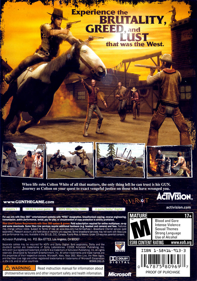 Gun Xbox 360 - Video Game - Used - CaveGamers - Image 2