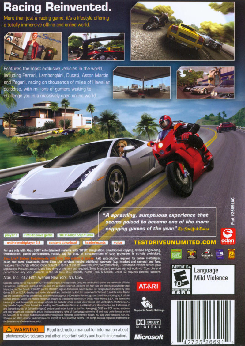 Test Drive Unlimited Xbox 360 - Video Game - Used - CaveGamers - Image 2