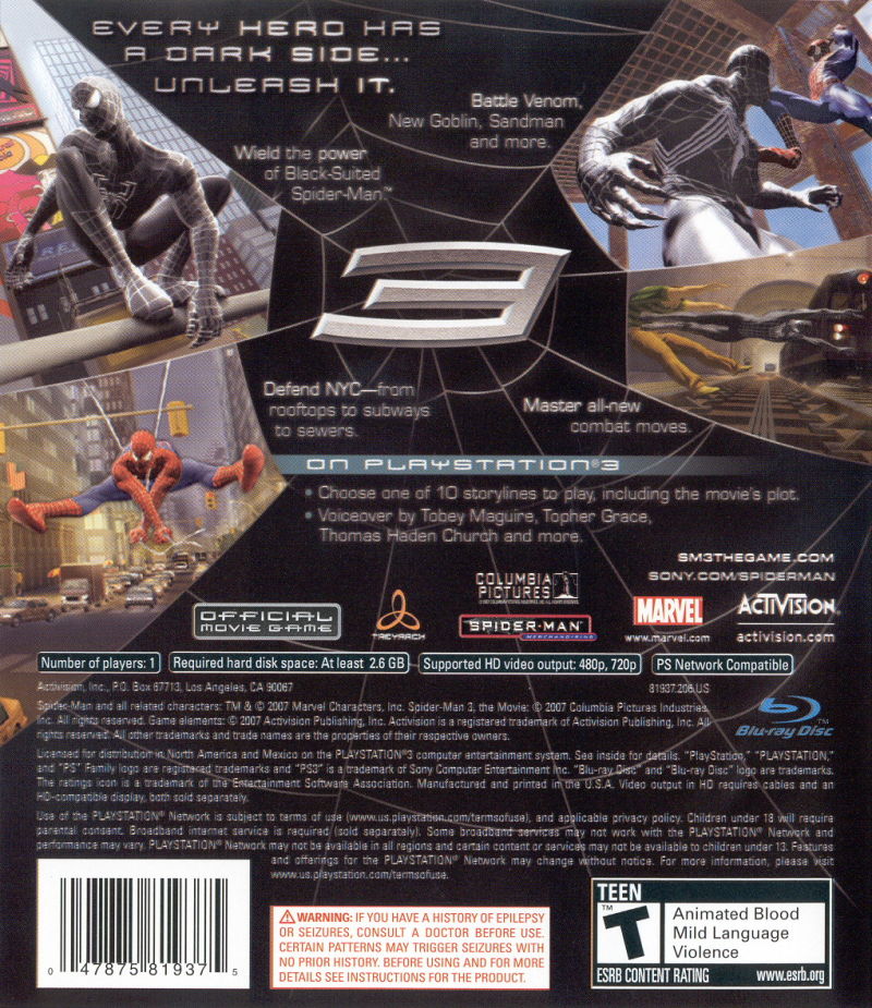 Spiderman 3 PS3 - Video Game - Used - CaveGamers - Image 2
