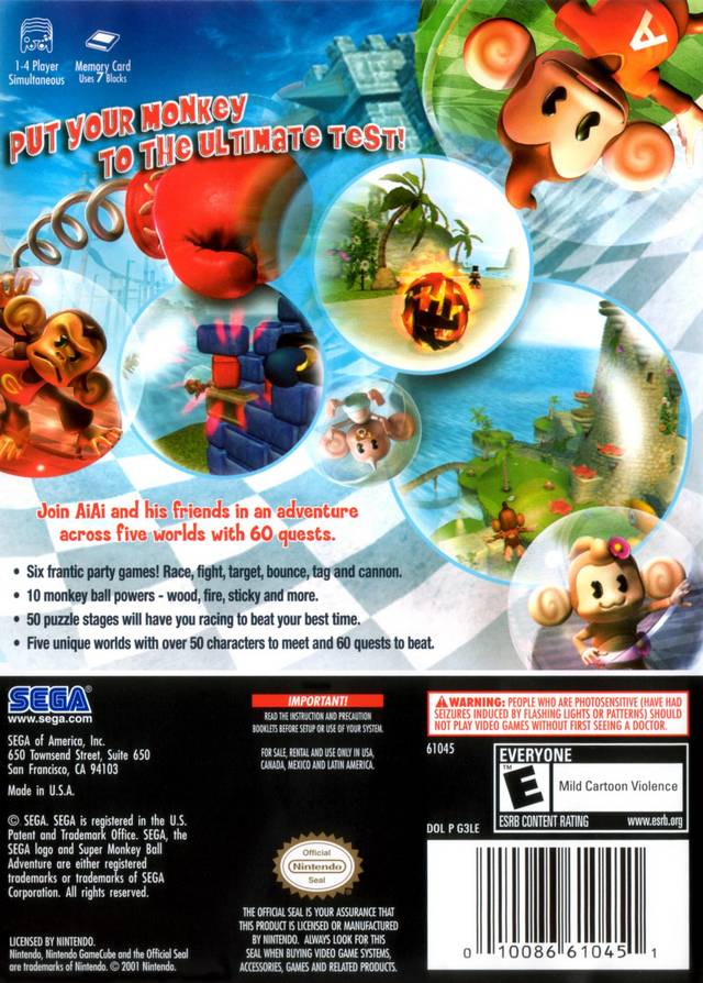 Super Monkey Ball Adventure GameCube - Video Game - Used - CaveGamers - Image 2