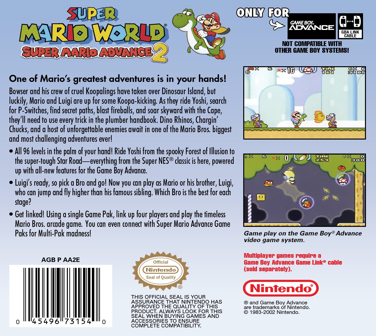 Super Mario World: Super Mario Advance 2 Game Boy Advance - Video Game - Used - CaveGamers - Image 2