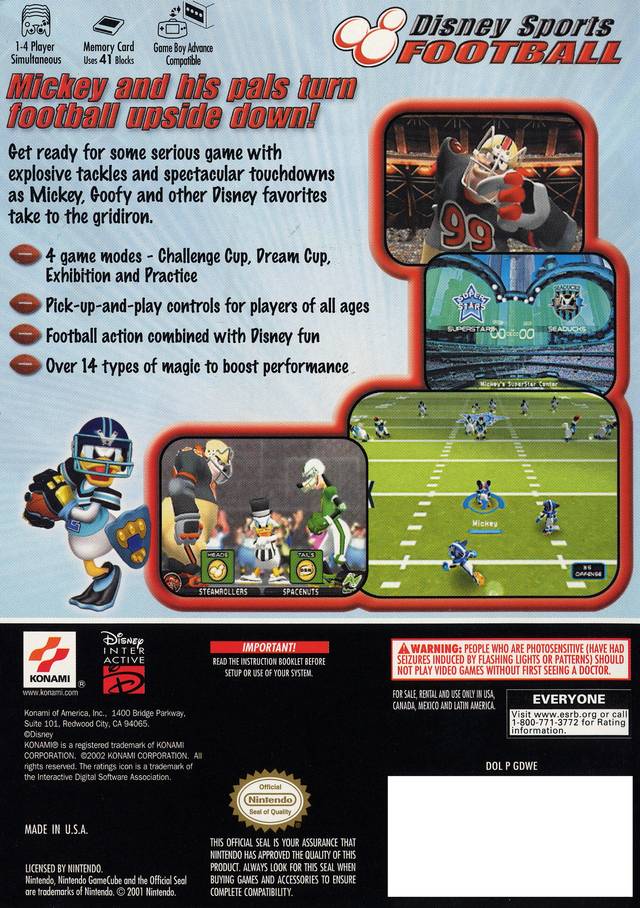 Disney Sports Football GameCube - Video Game - Used - CaveGamers - Image 2